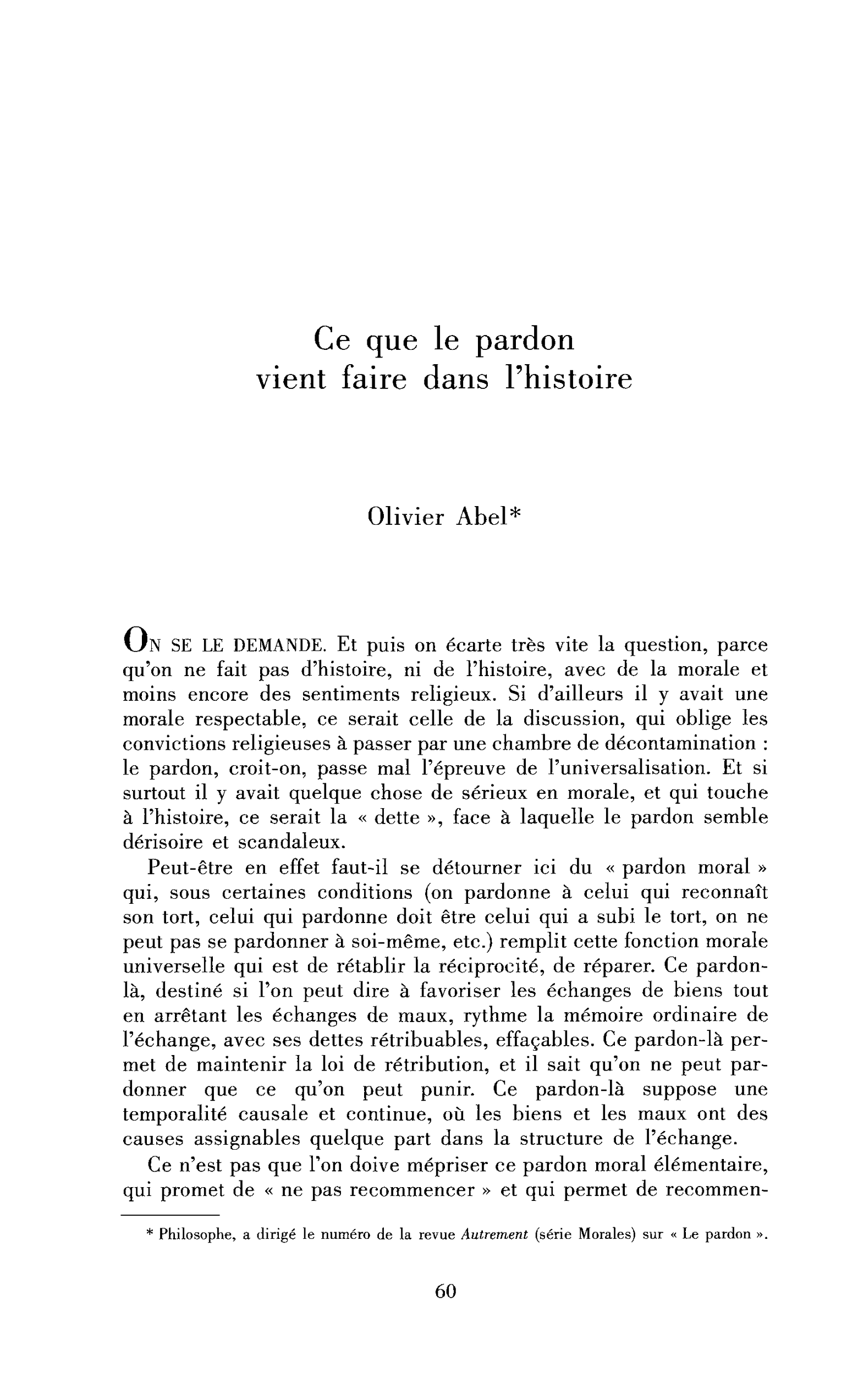 Ce que le pardon vient faire dans l’histoire