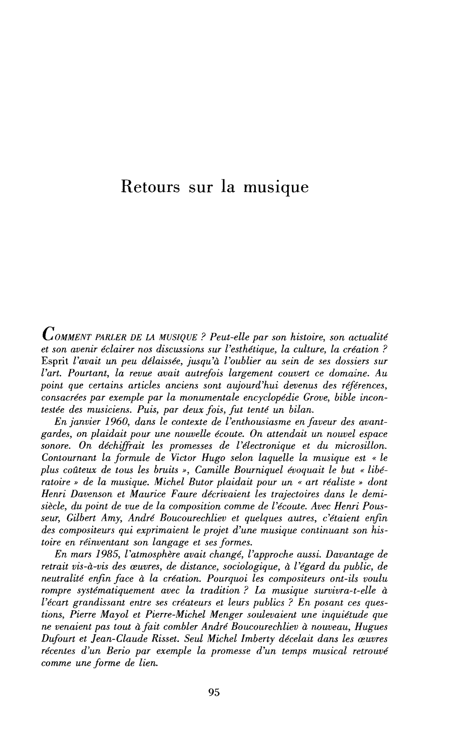 Prima la musica, les puissances de l’expérience musicale