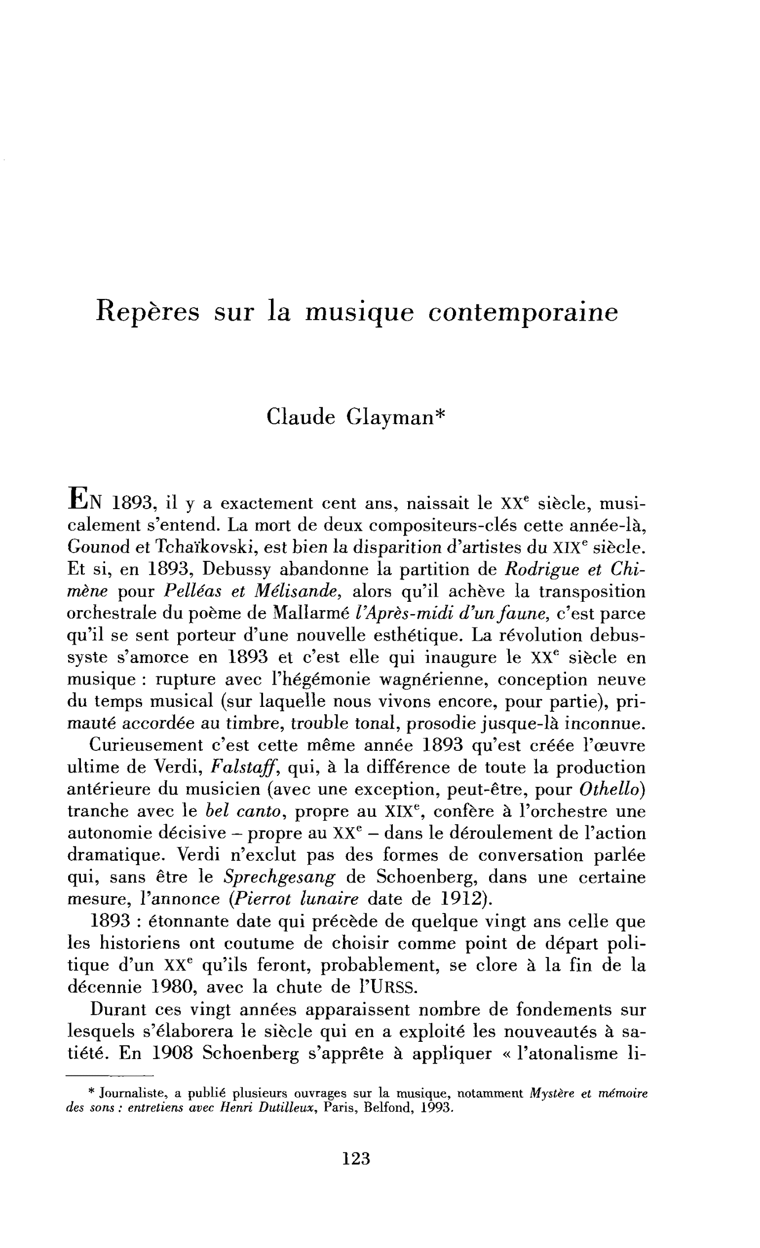 Repères sur la musique contemporaine