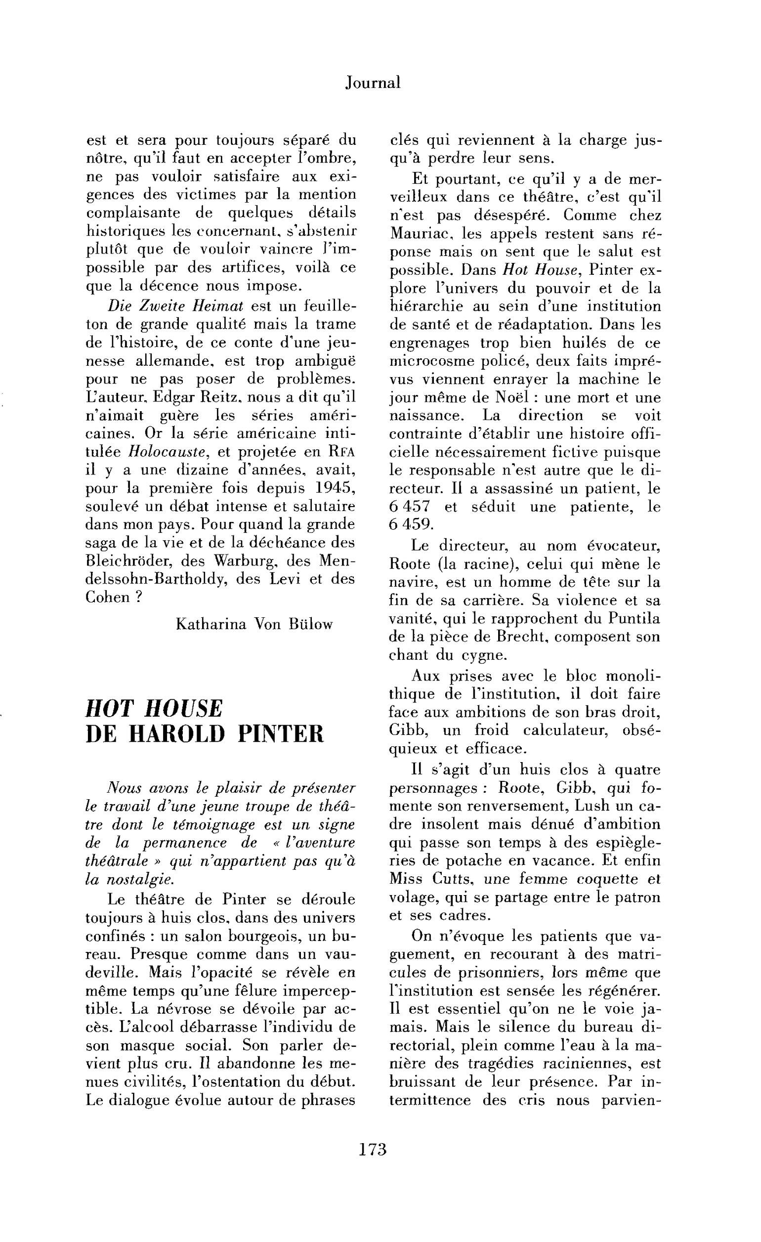 Hot House de Harold Pinter