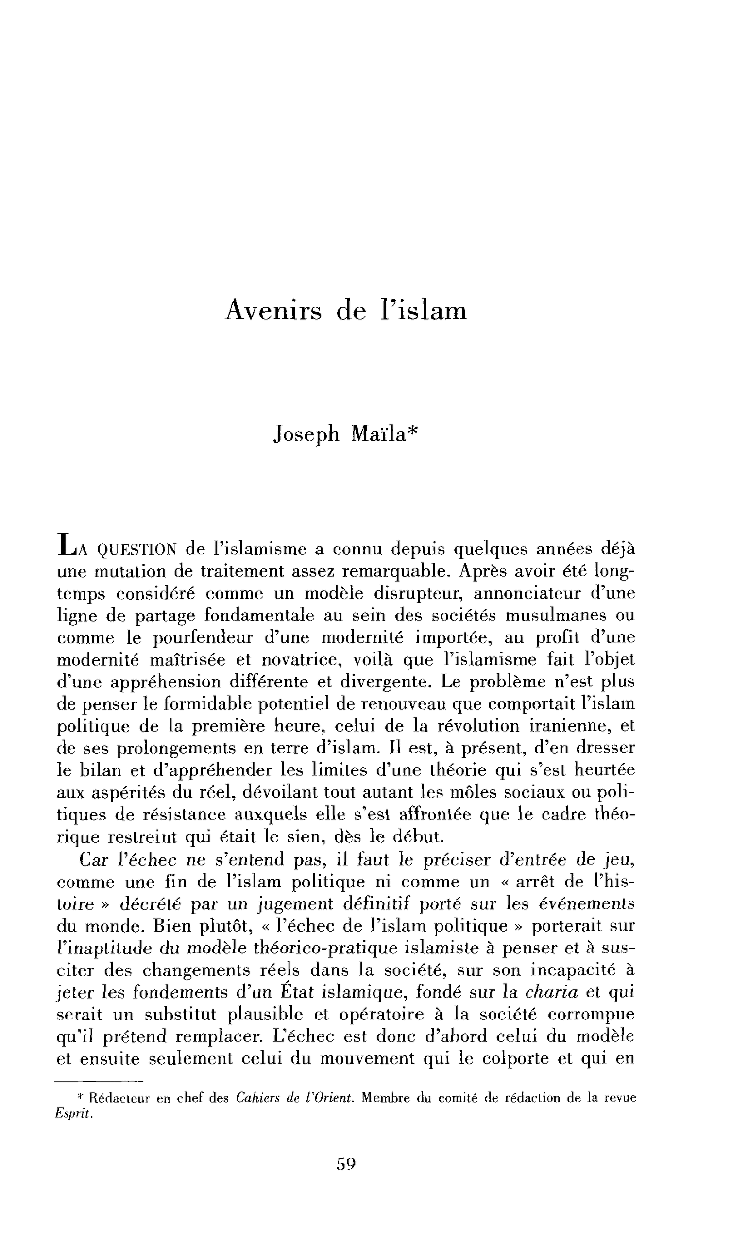Avenirs de l’islam