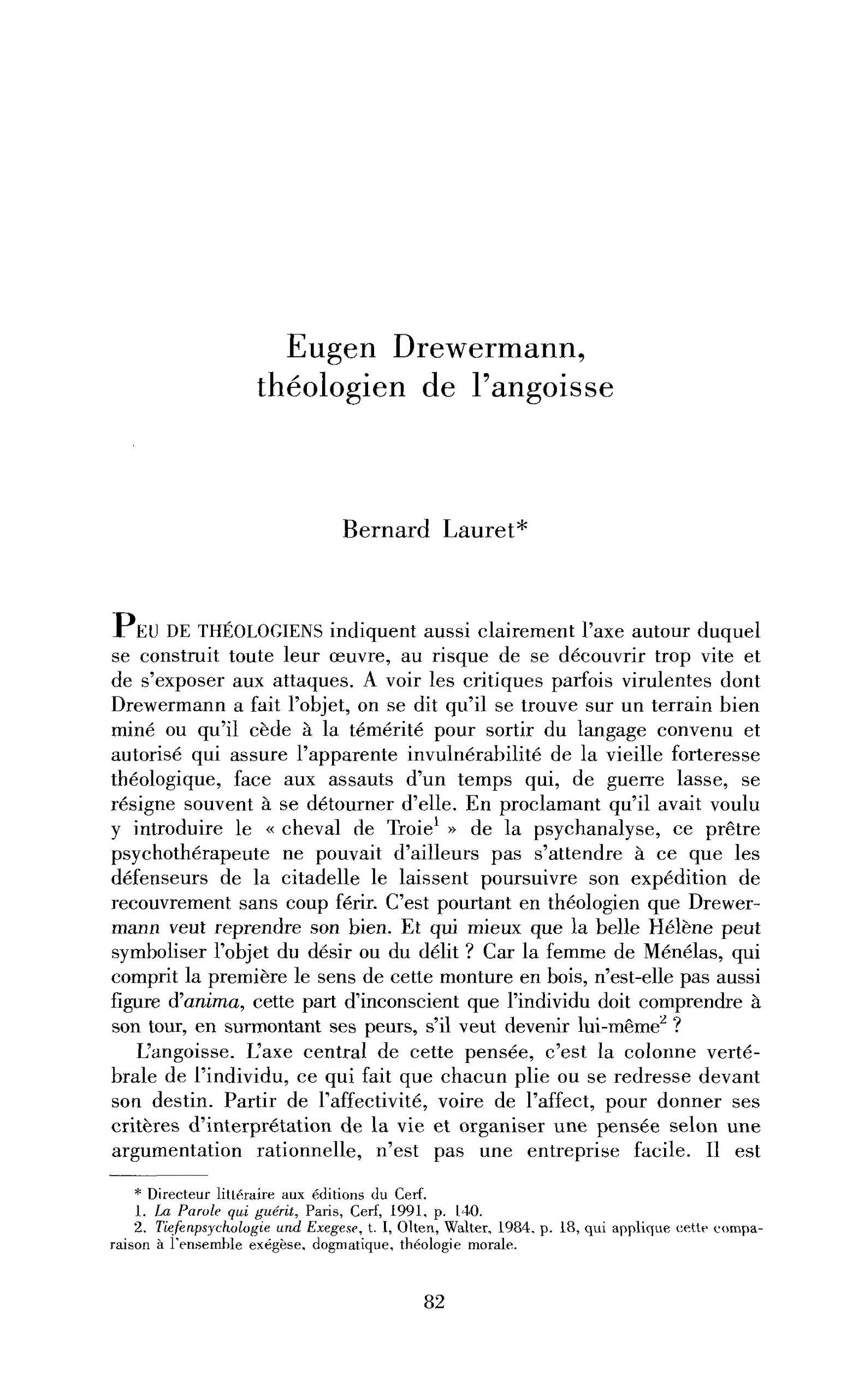 Eugen Drewermann, théologien de l’angoisse