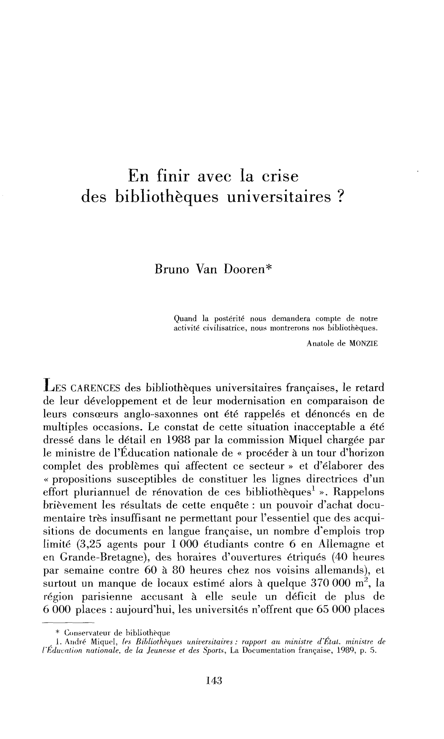 En finir avec la crise des bibliothèques universitaires