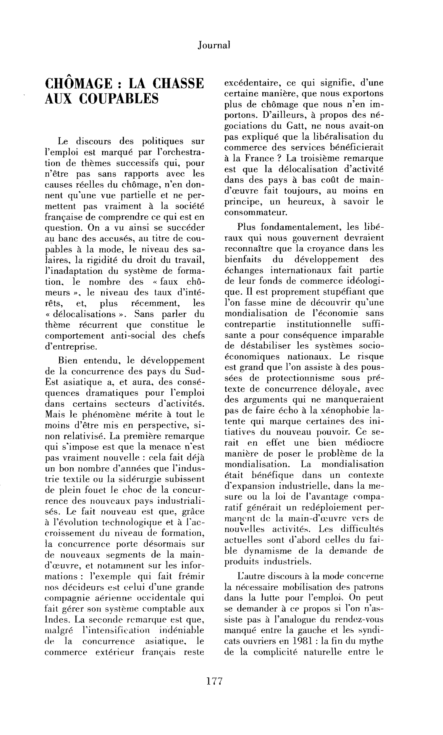 Chômage : la chasse aux coupables