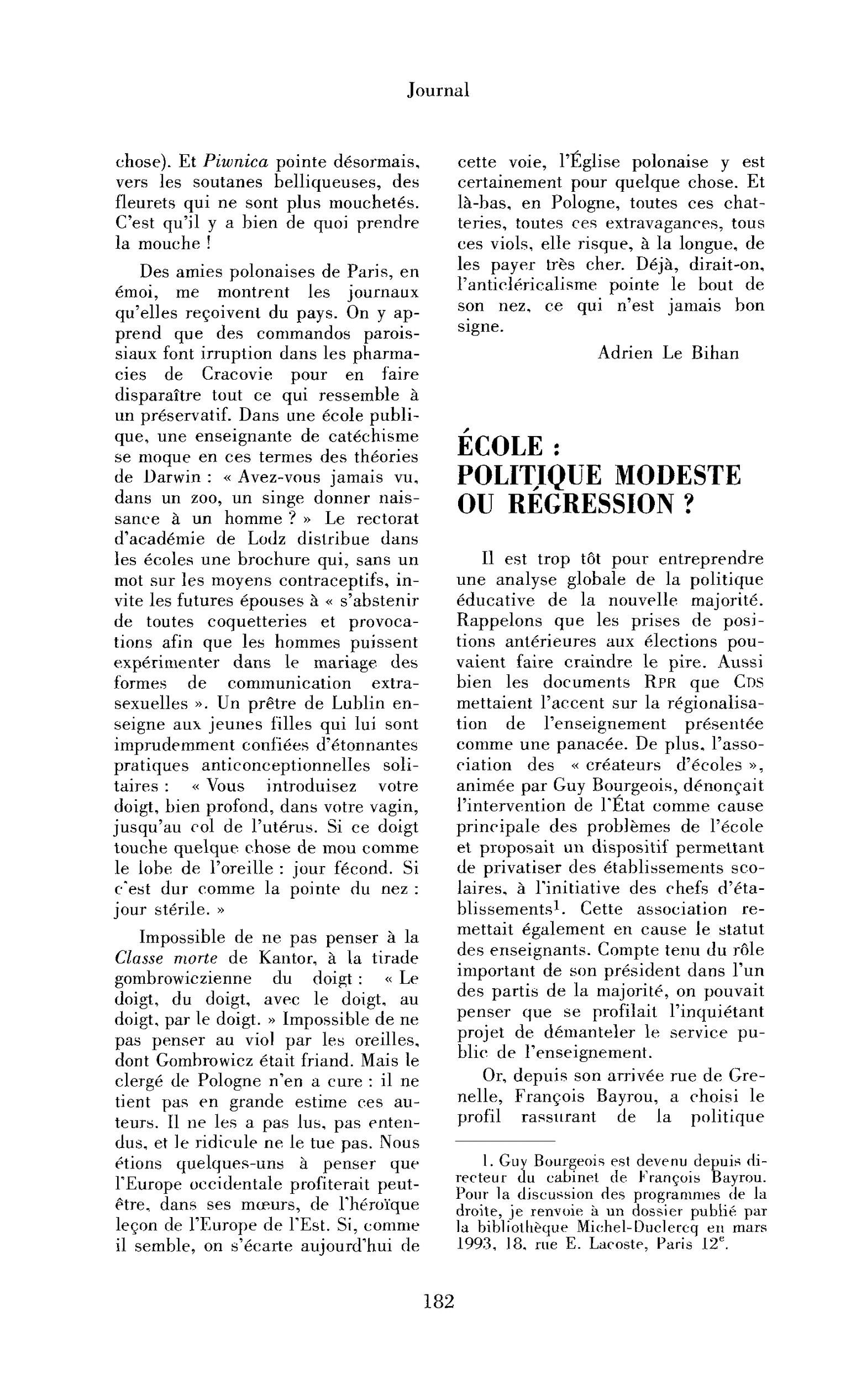 École : politique modeste ou régression ?