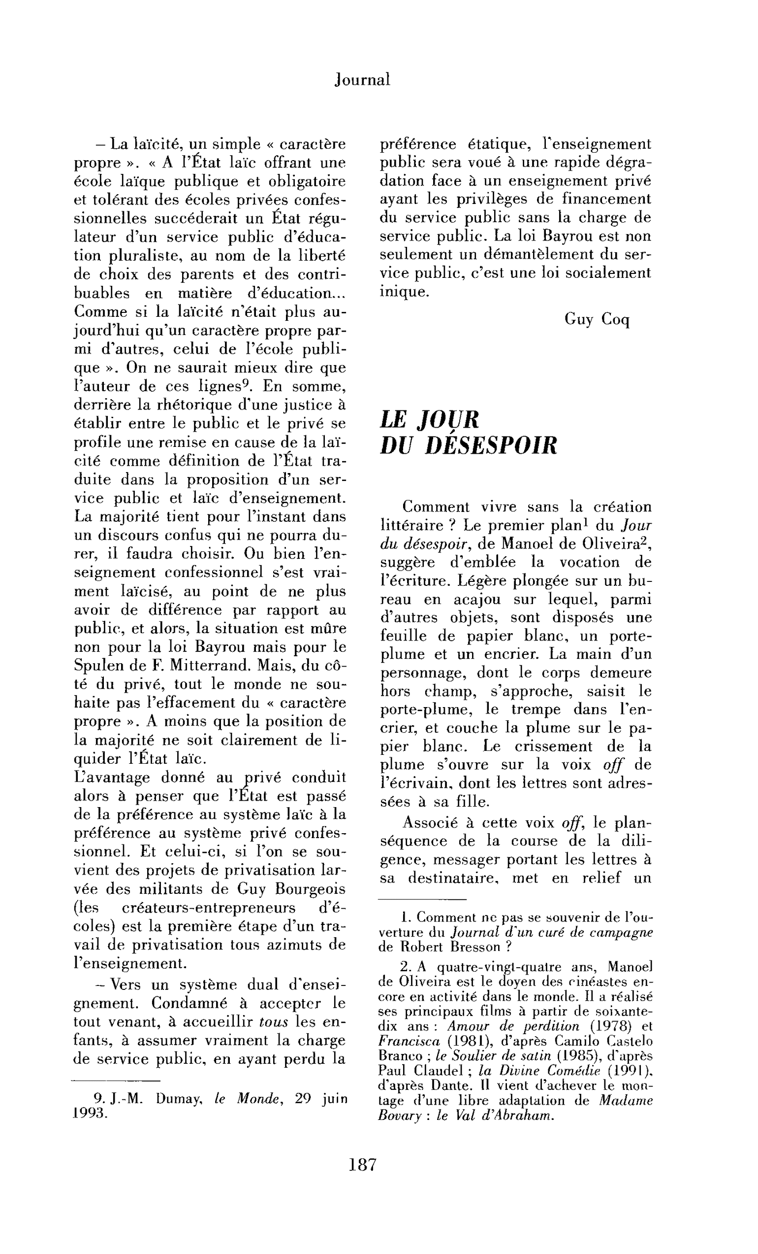 Le Jour du désespoir
