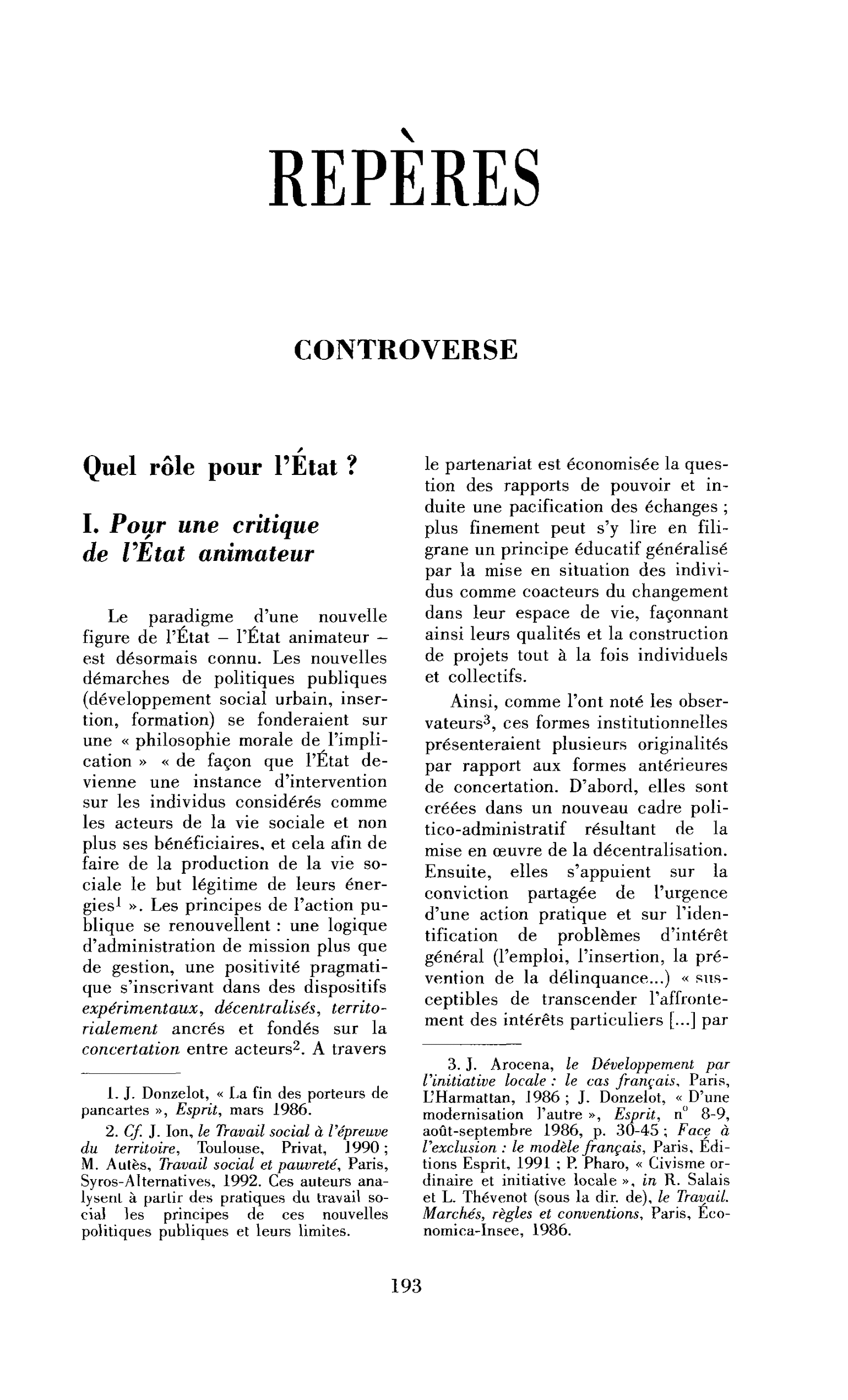 Quel rôle pour l’État ? (I)