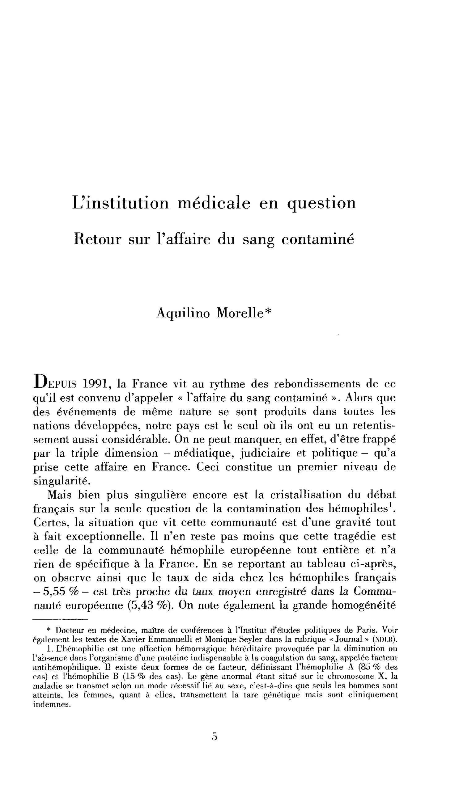 L’institution médicale en question. Retour sur l’affaire du sang contaminé