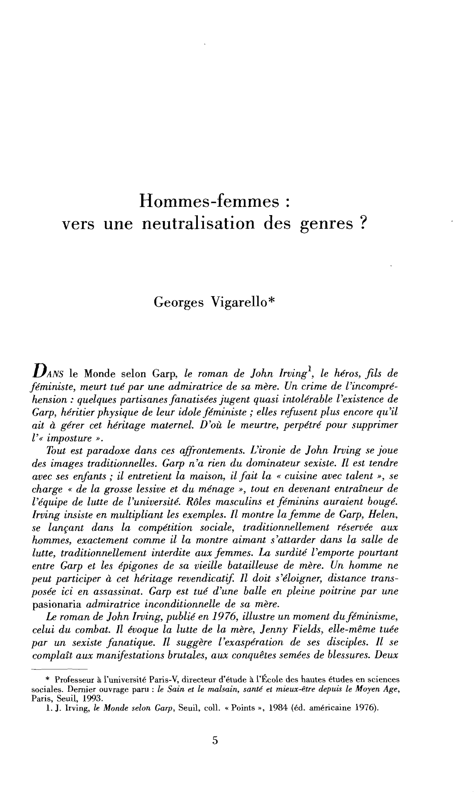 Vers une neutralisation des genres
