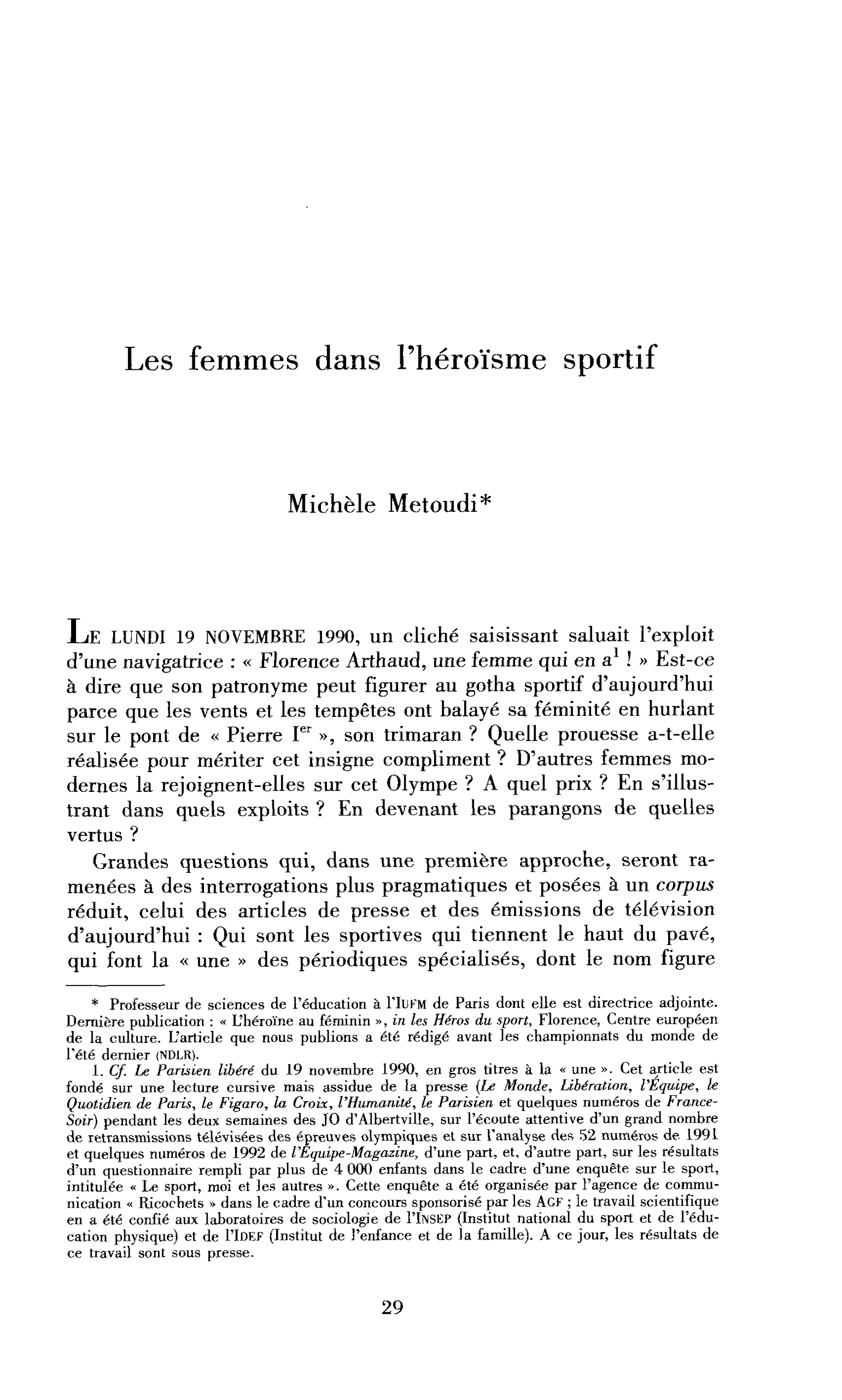 Les femmes dans l’héroïsme sportif