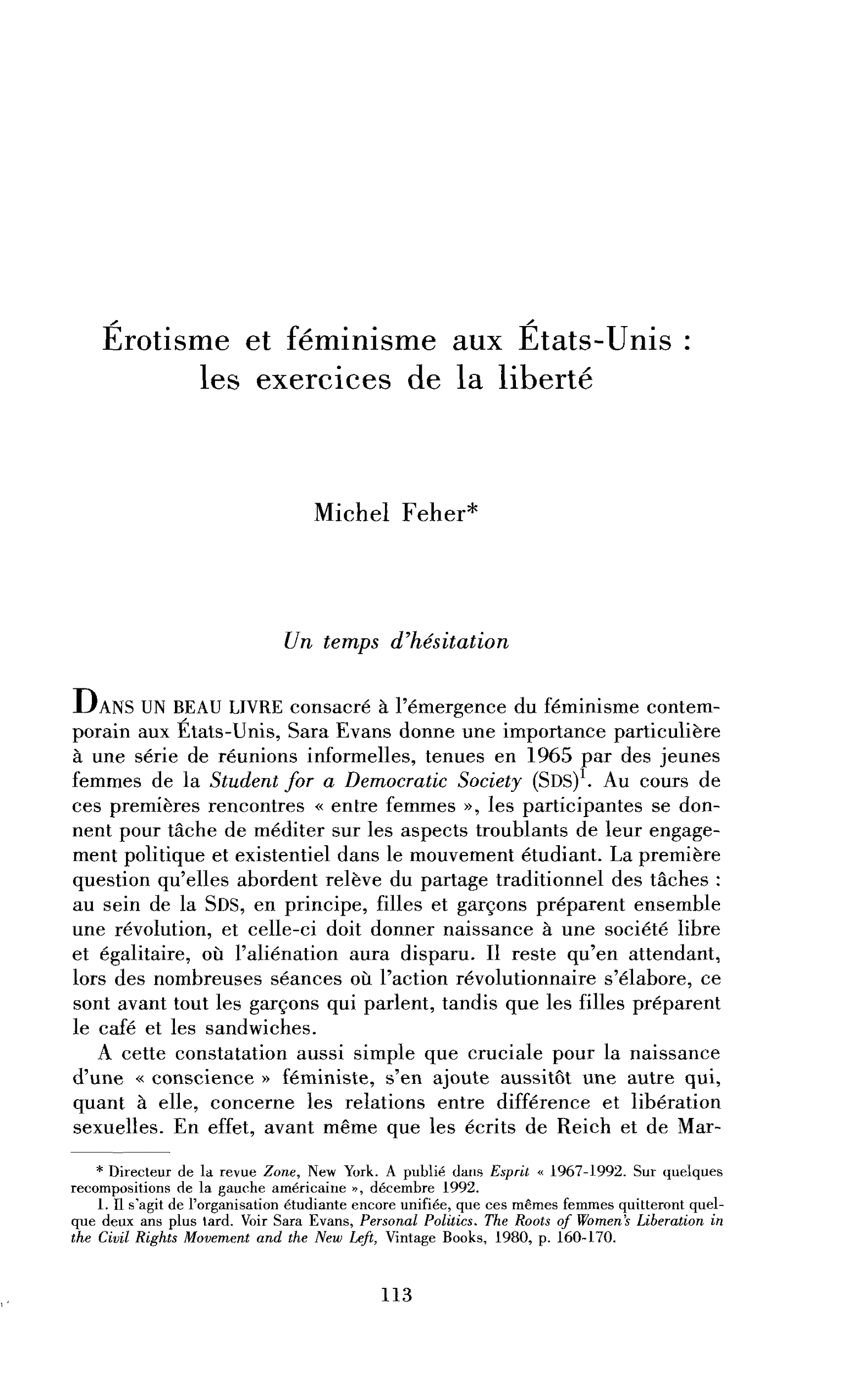 Érotisme et féminisme aux États-Unis : les exercices de la liberté