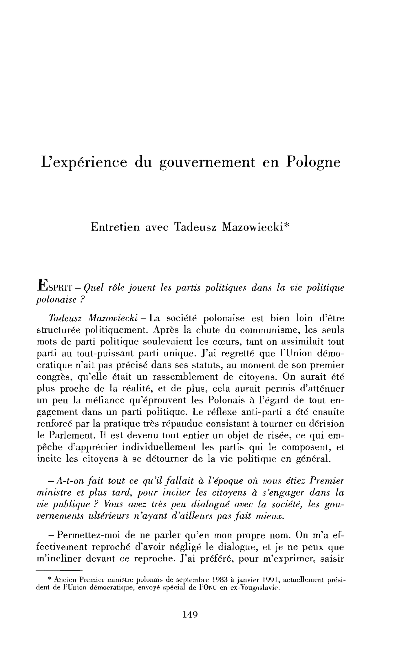 L’expérience du gouvernement en Pologne (entretien)