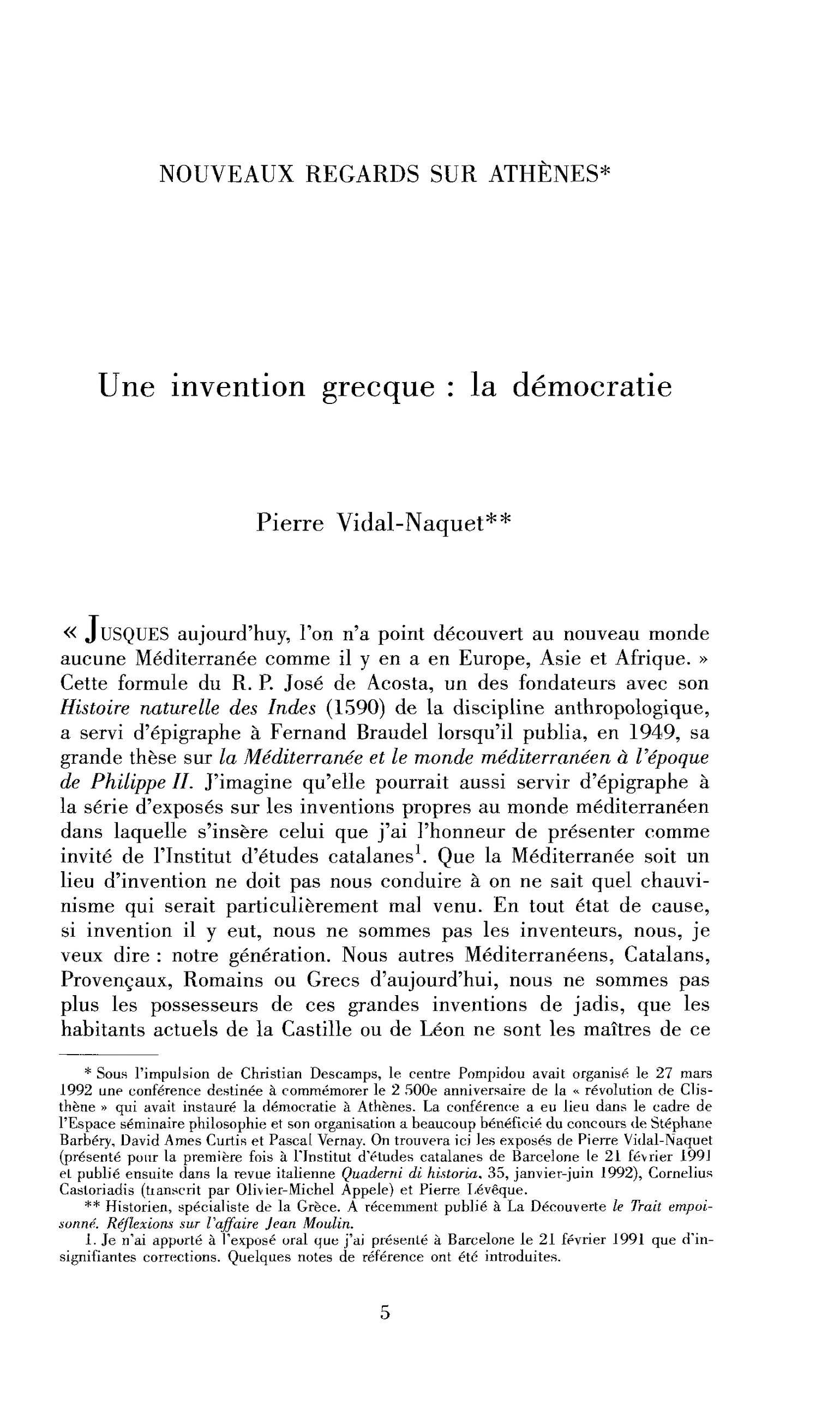 Une invention grecque : la démocratie