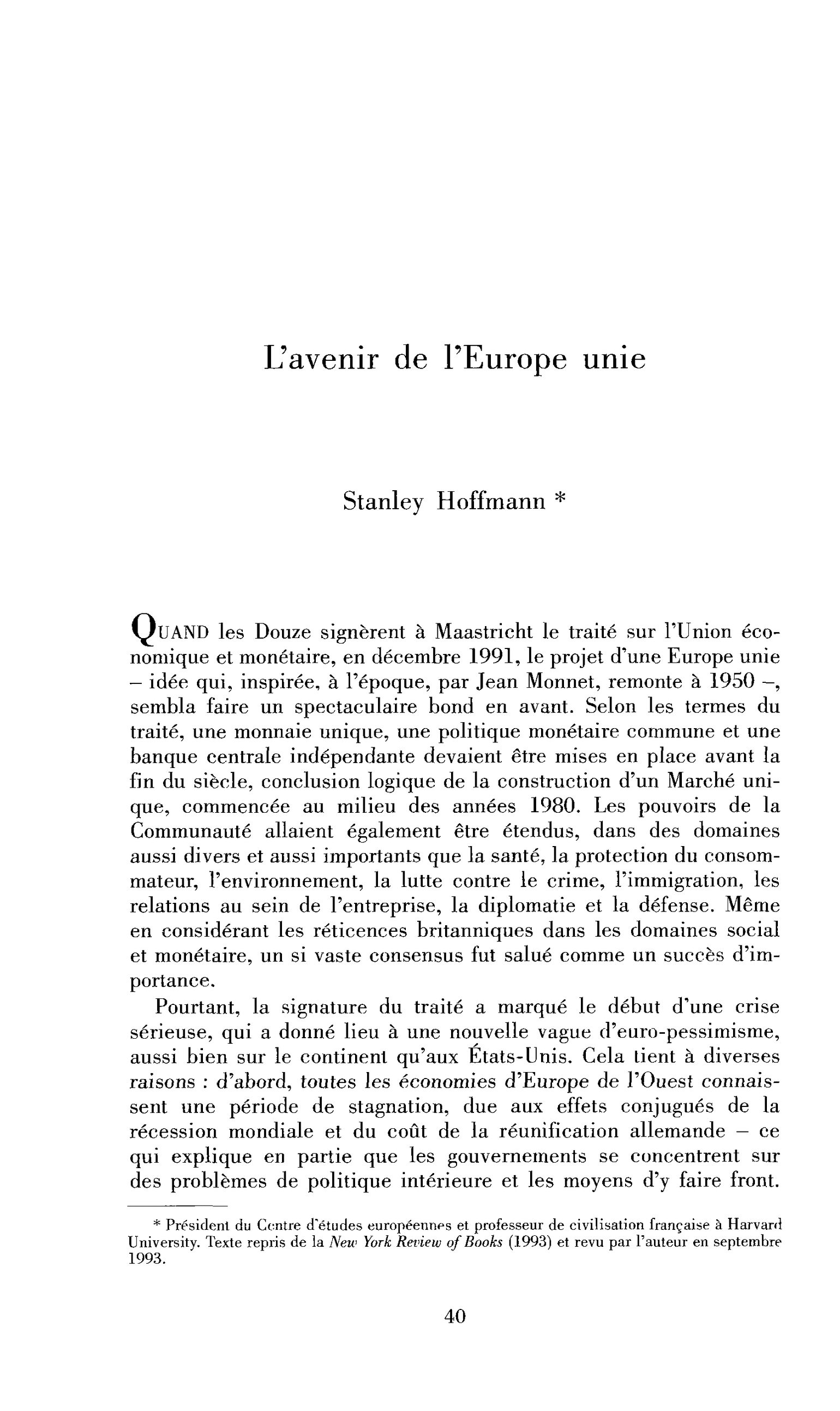 L’avenir de l’Europe unie