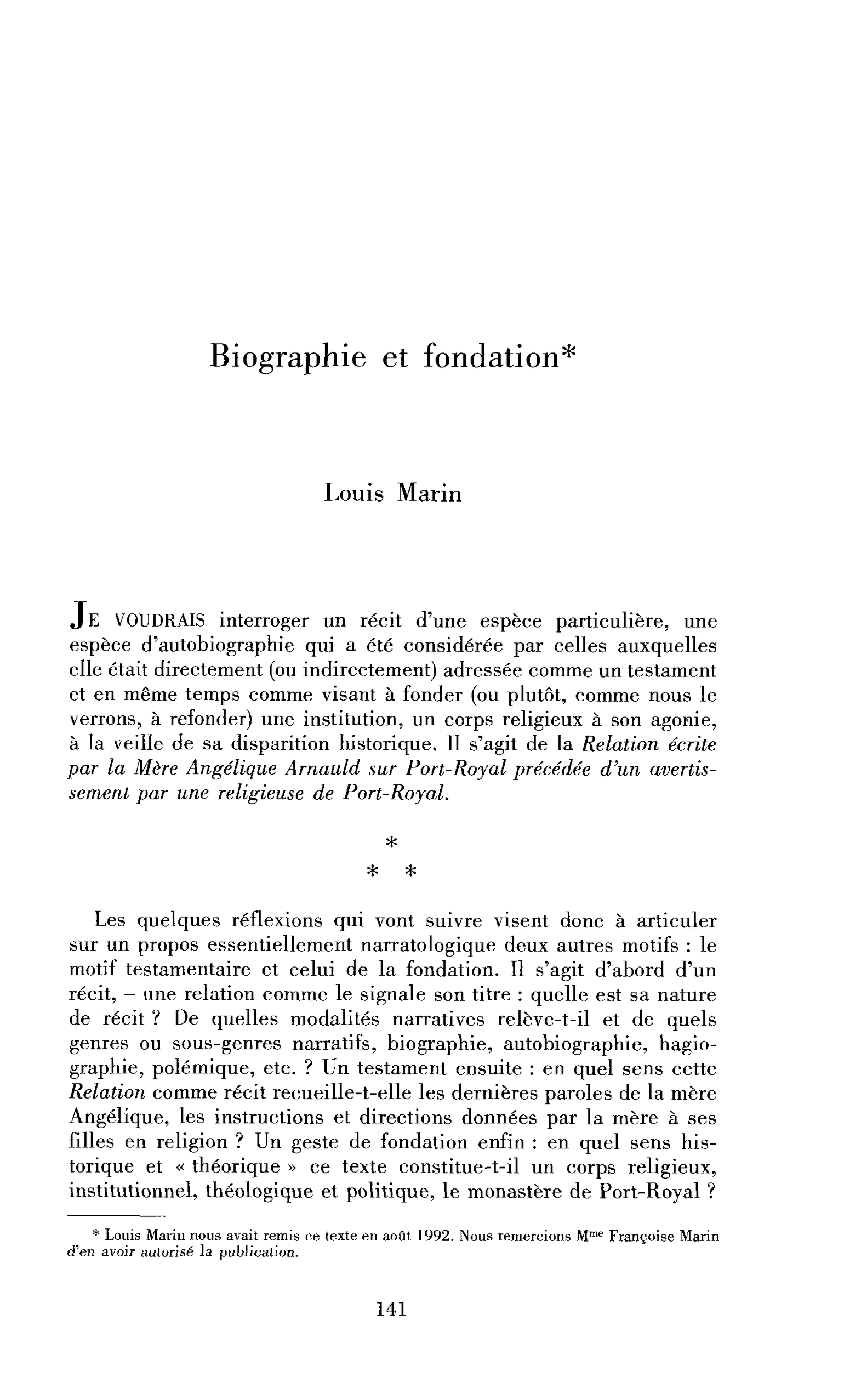 Biographie et fondation