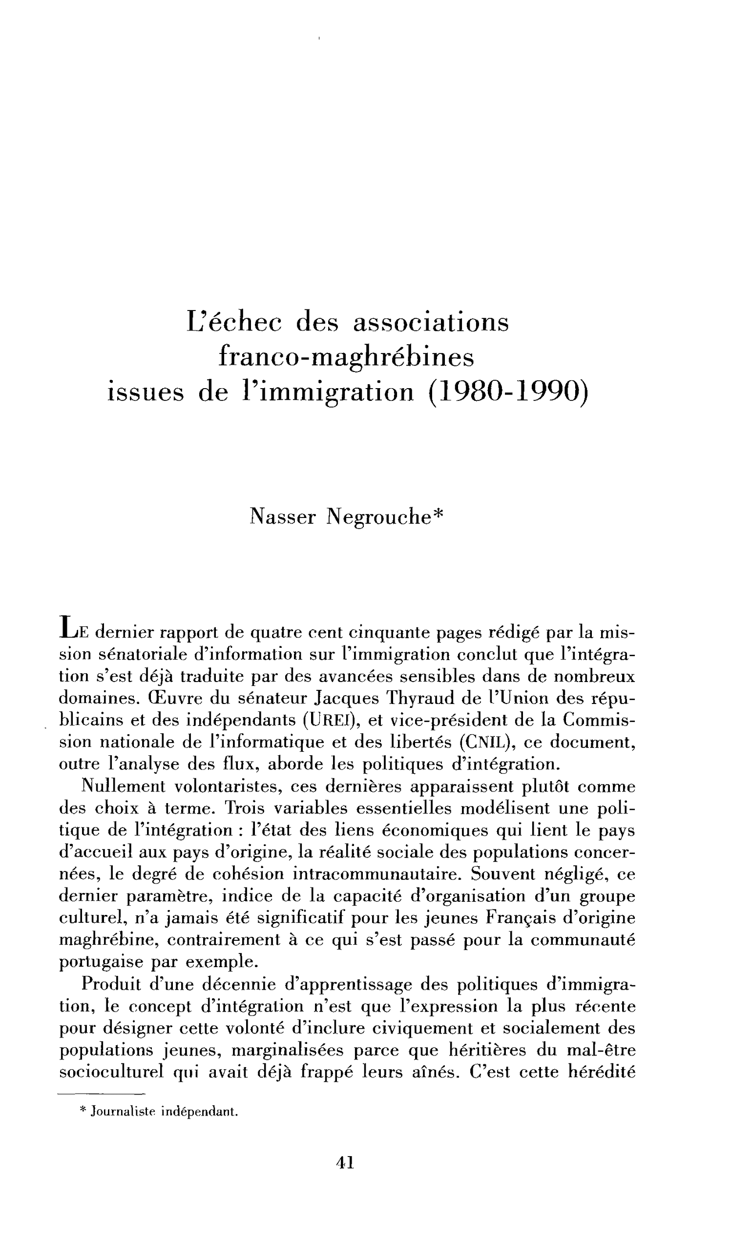 L’échec des associations franco-maghrébines issues de l’immigration