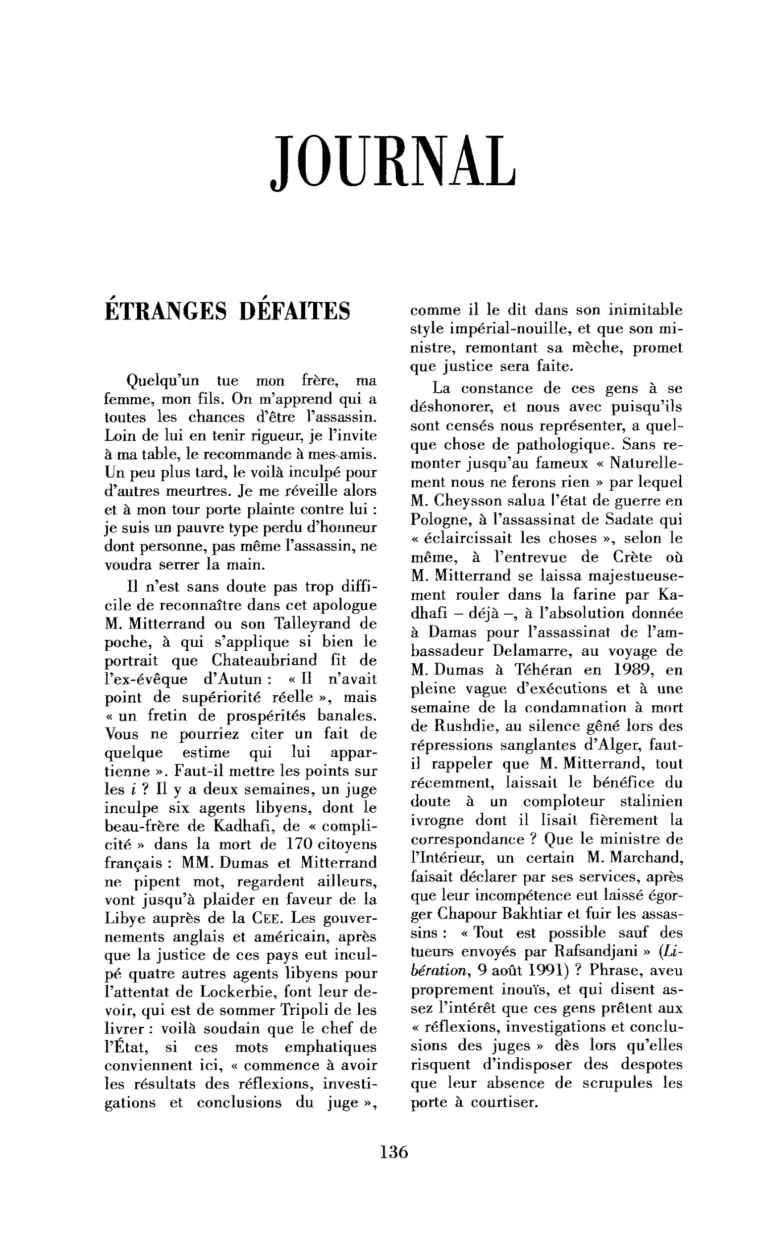 Étranges défaites