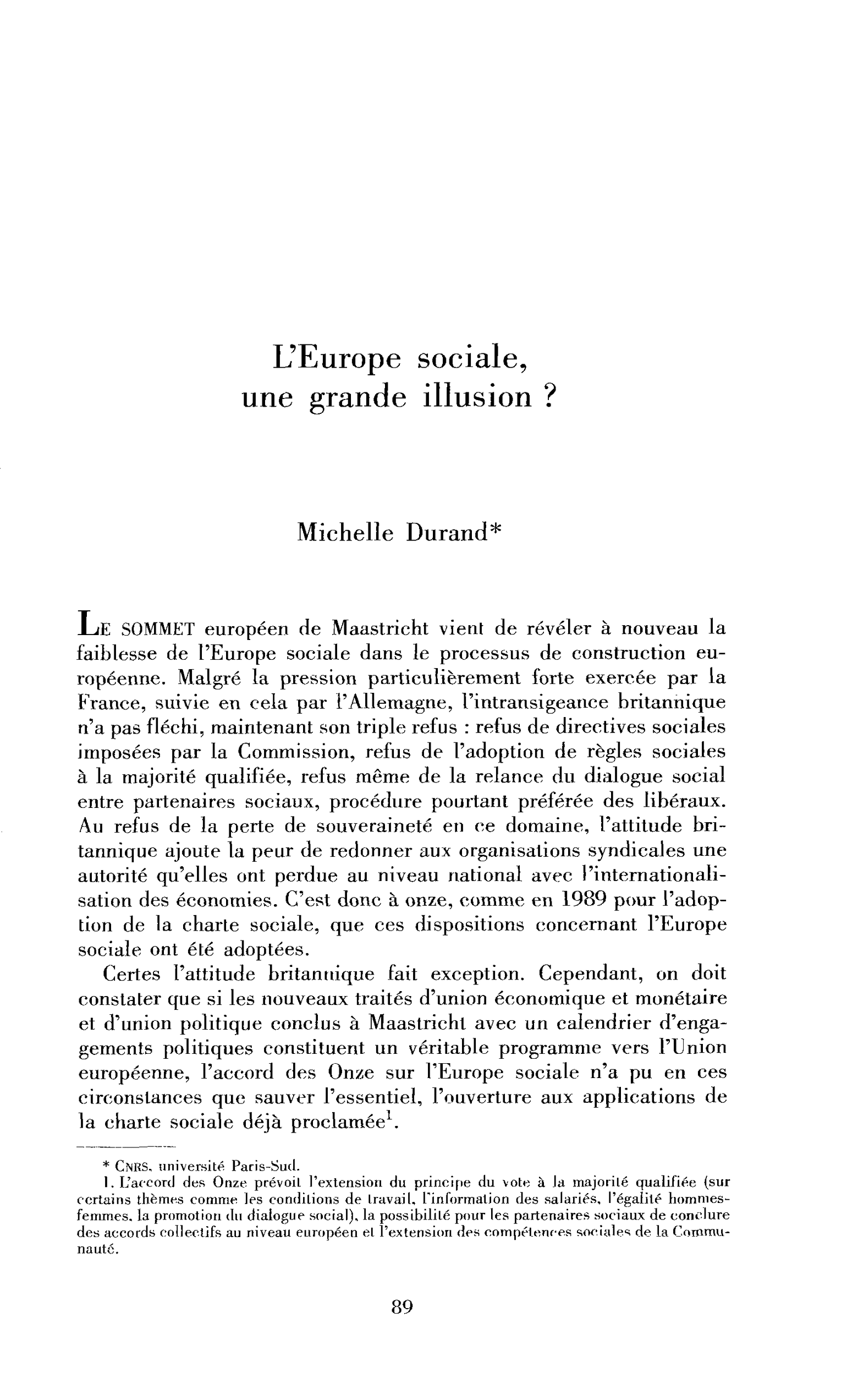 Les chances de l’Europe sociale