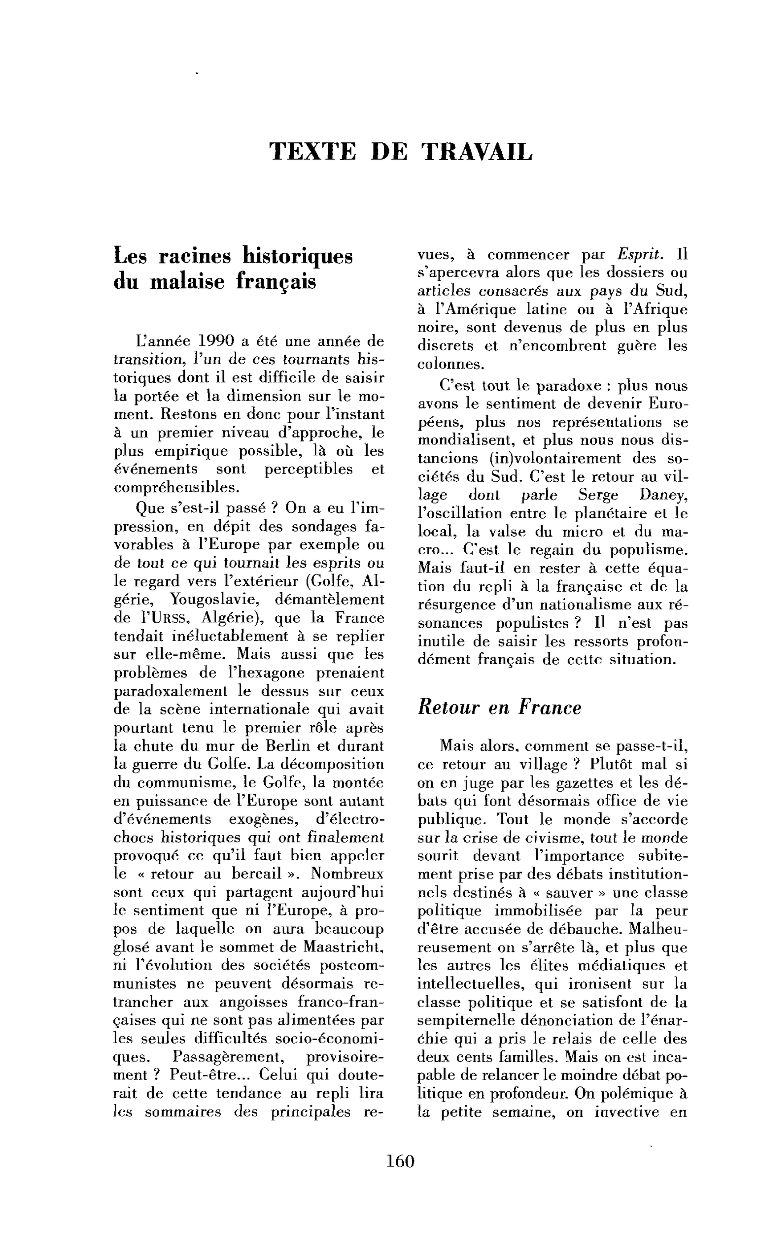 Les racines historiques du malaise français