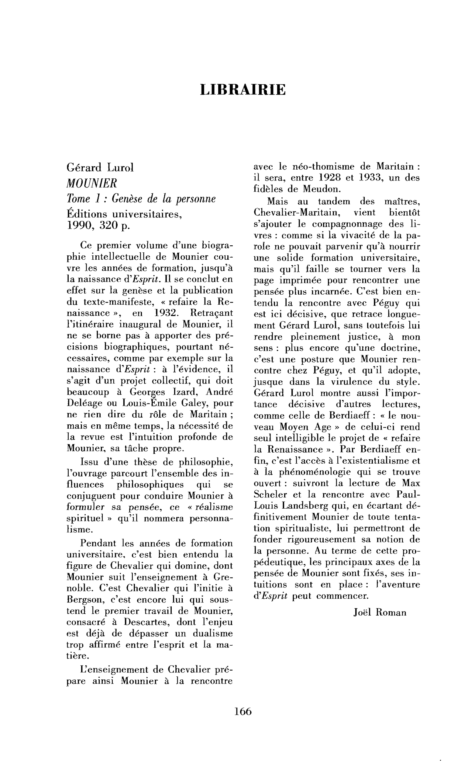 Gérard Lurol : Mounier