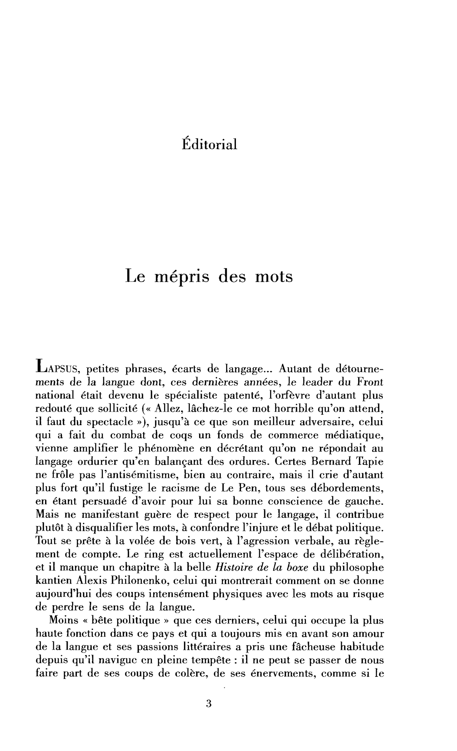 Le mépris des mots