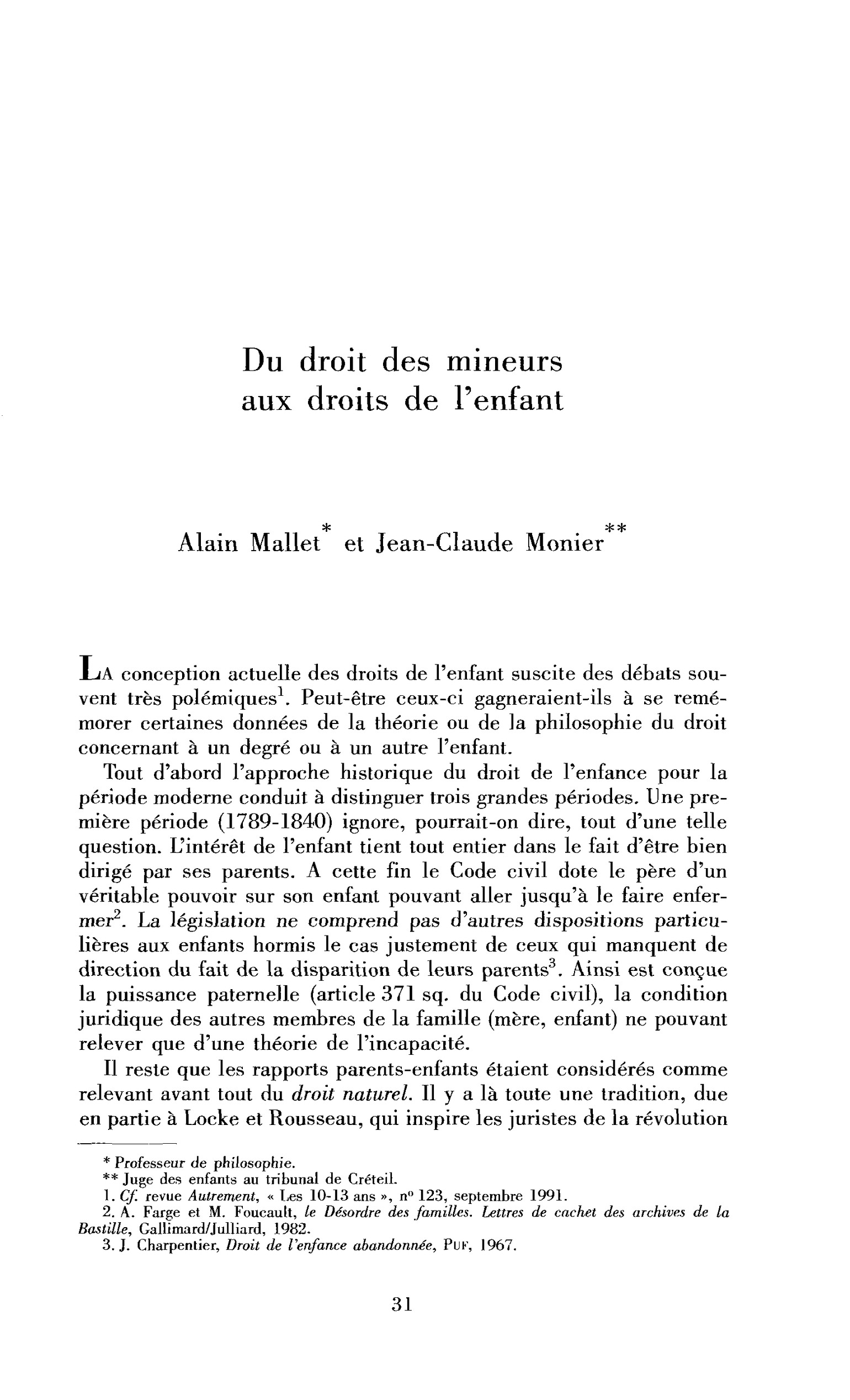 Du droit des mineurs aux droits de l’enfant