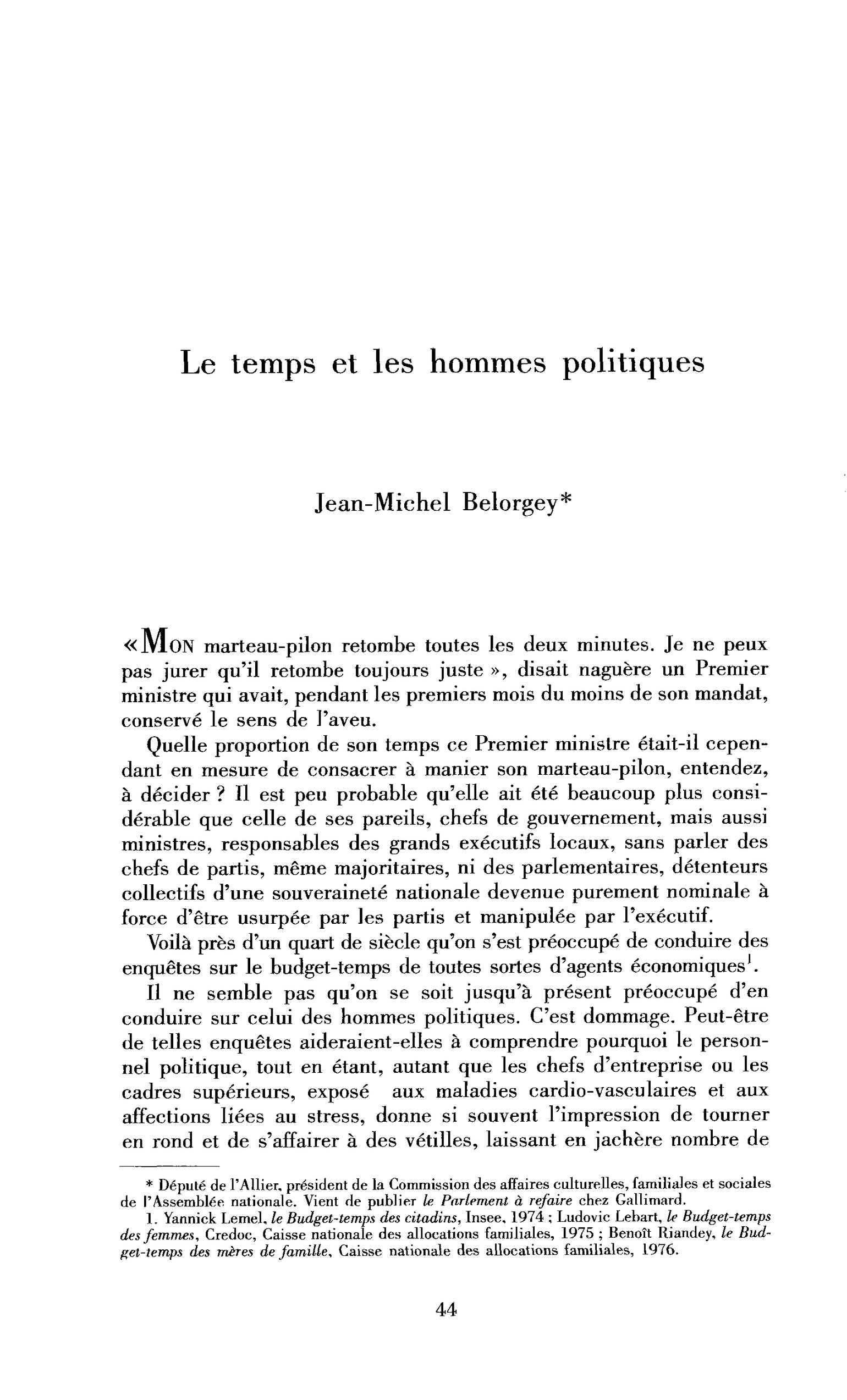 Le temps et les hommes politiques
