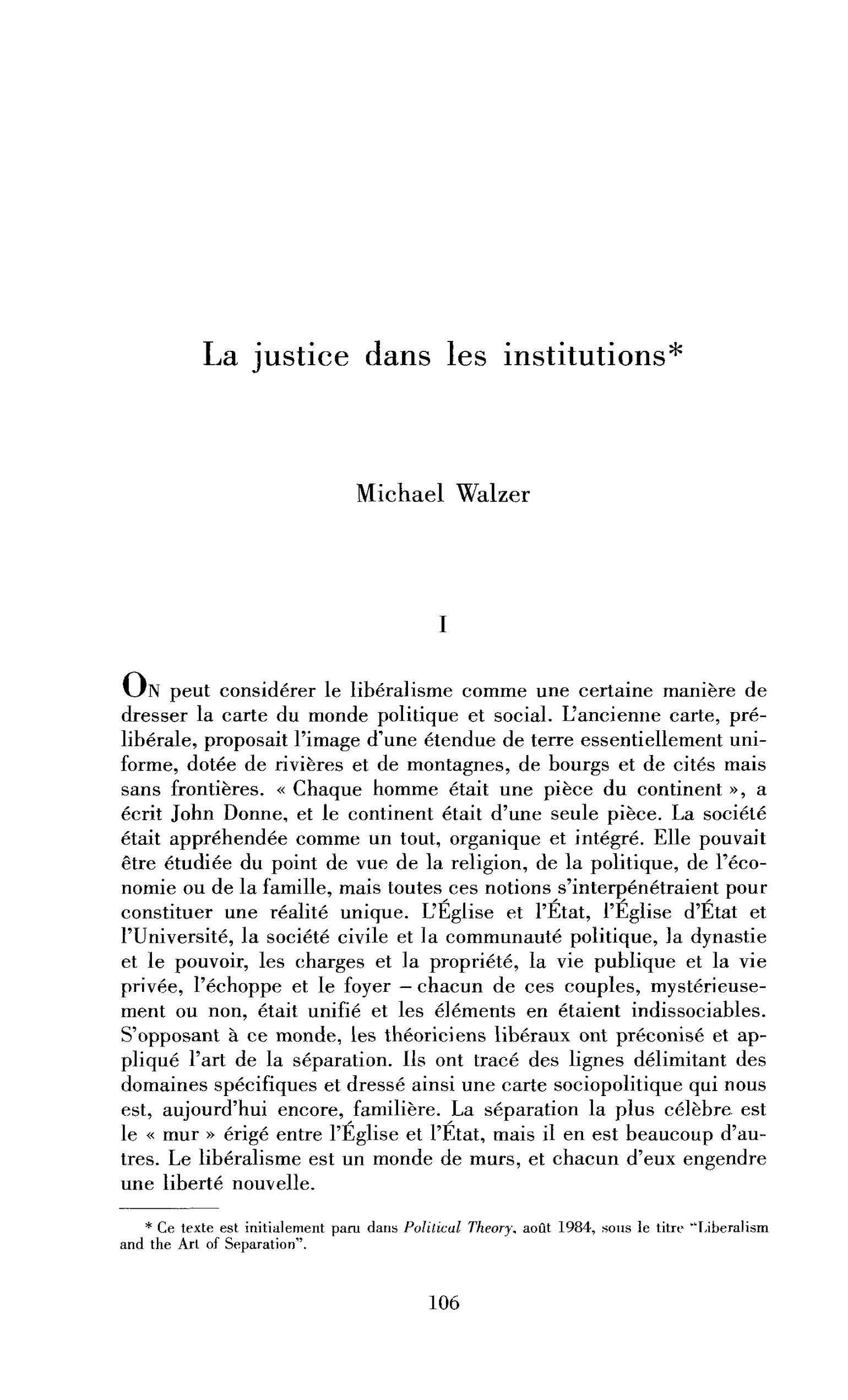 La justice dans les institutions.