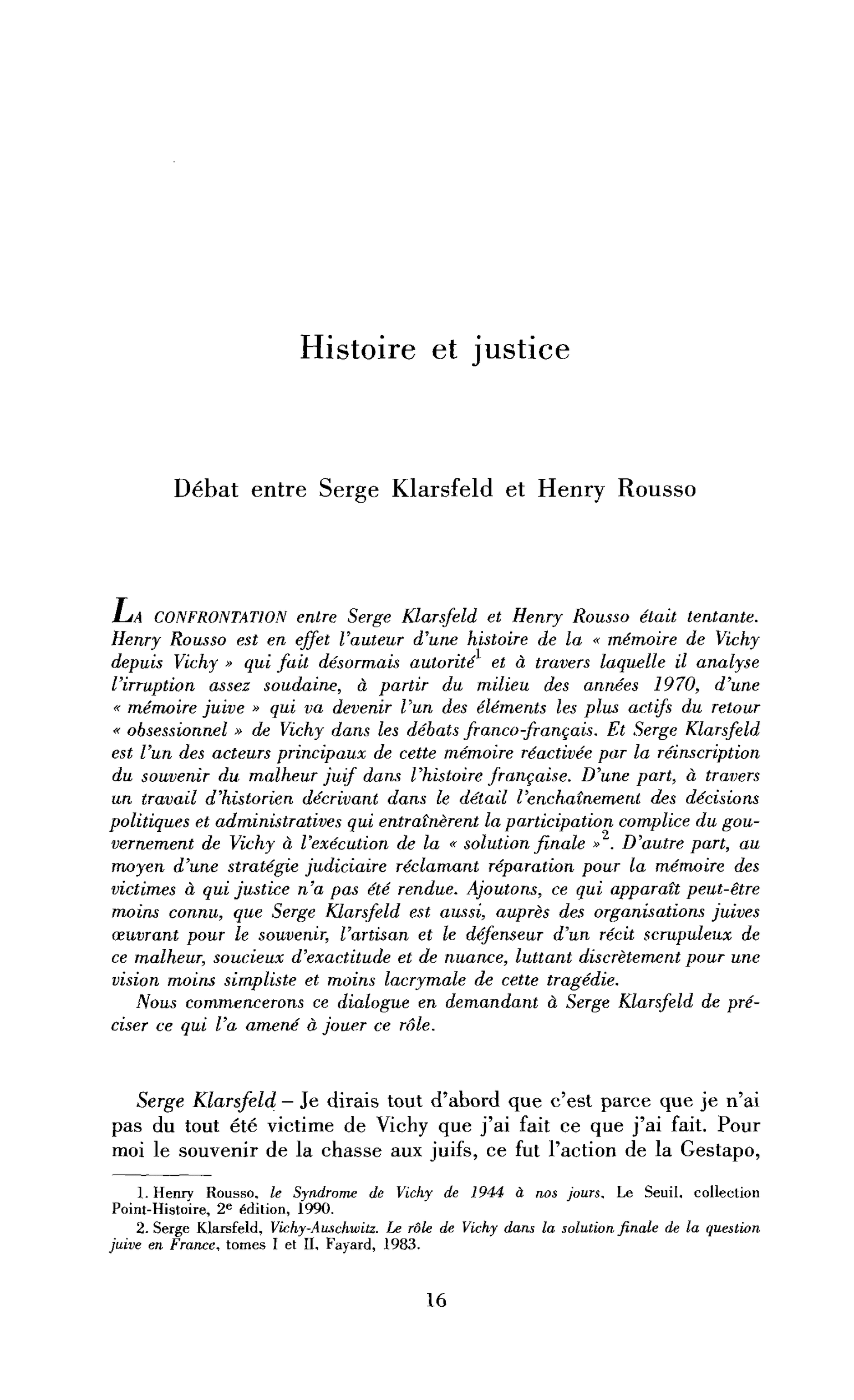 Histoire et justice (débat)
