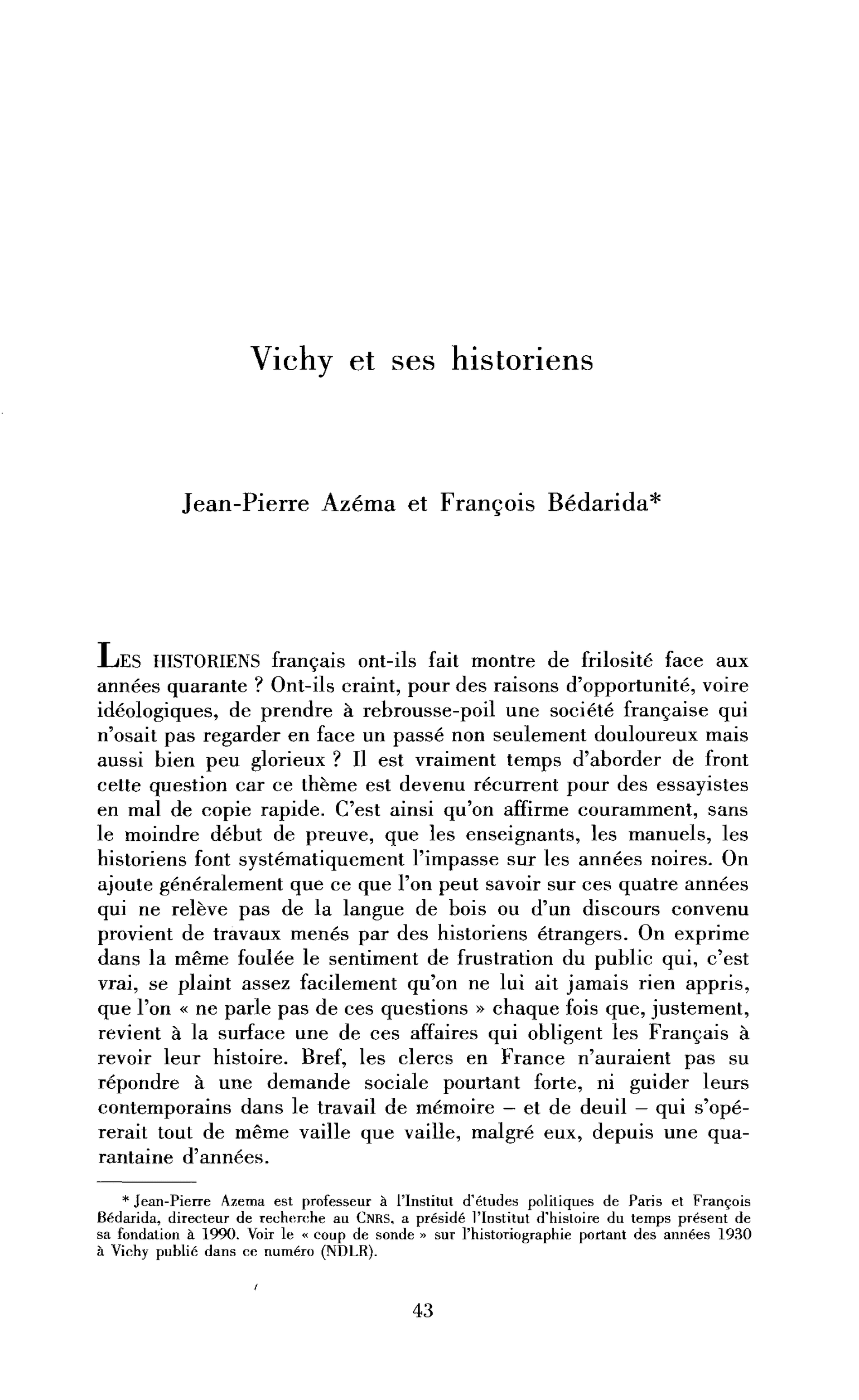 Vichy et ses historiens