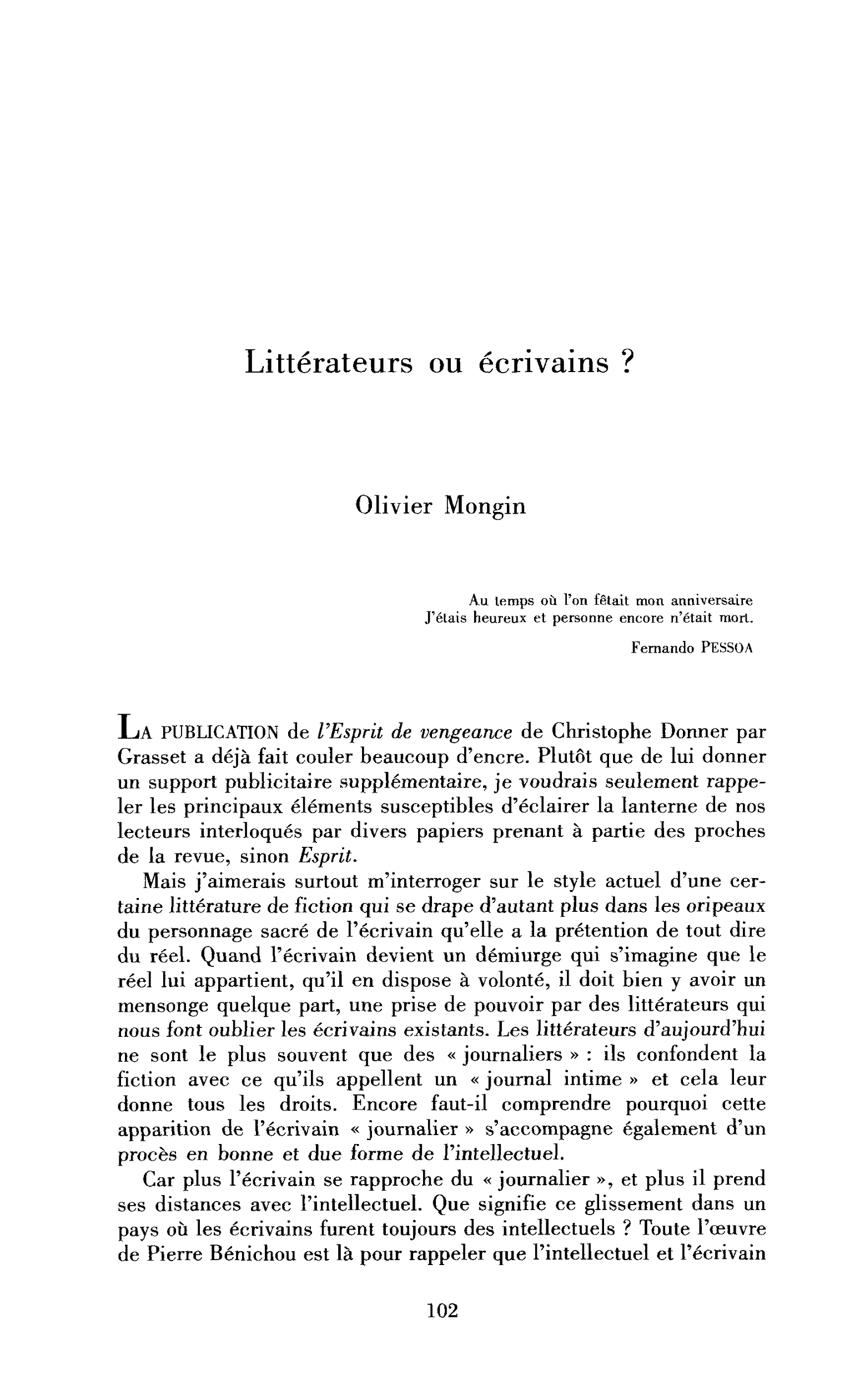 Littérateurs ou écrivains ?