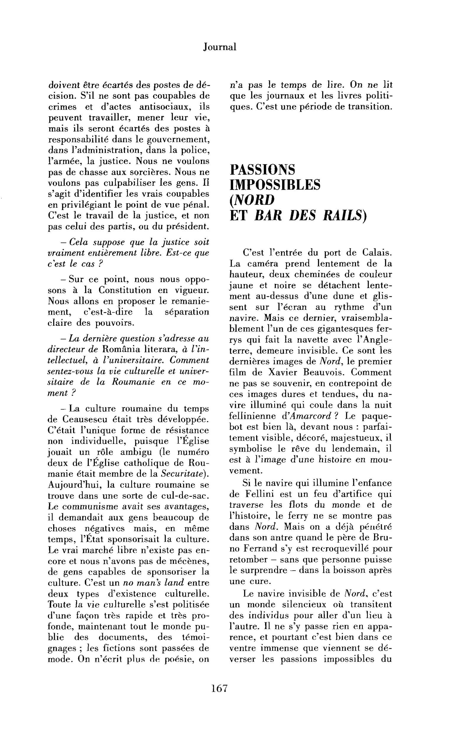 Passions impossibles (Nord et Bar des rails)