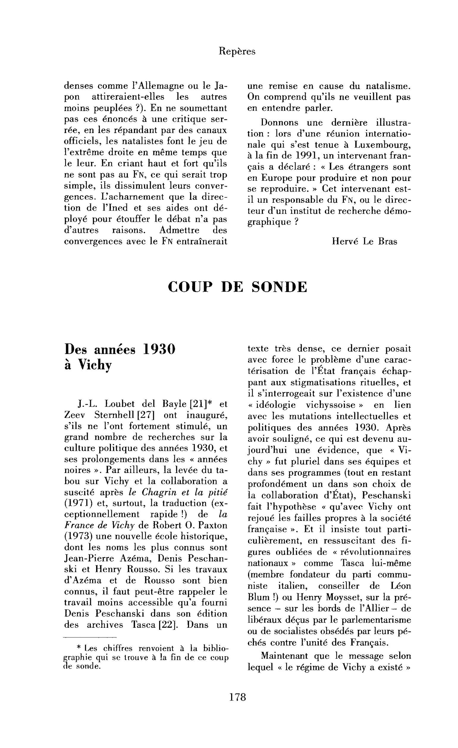 Des années 1930 à Vichy