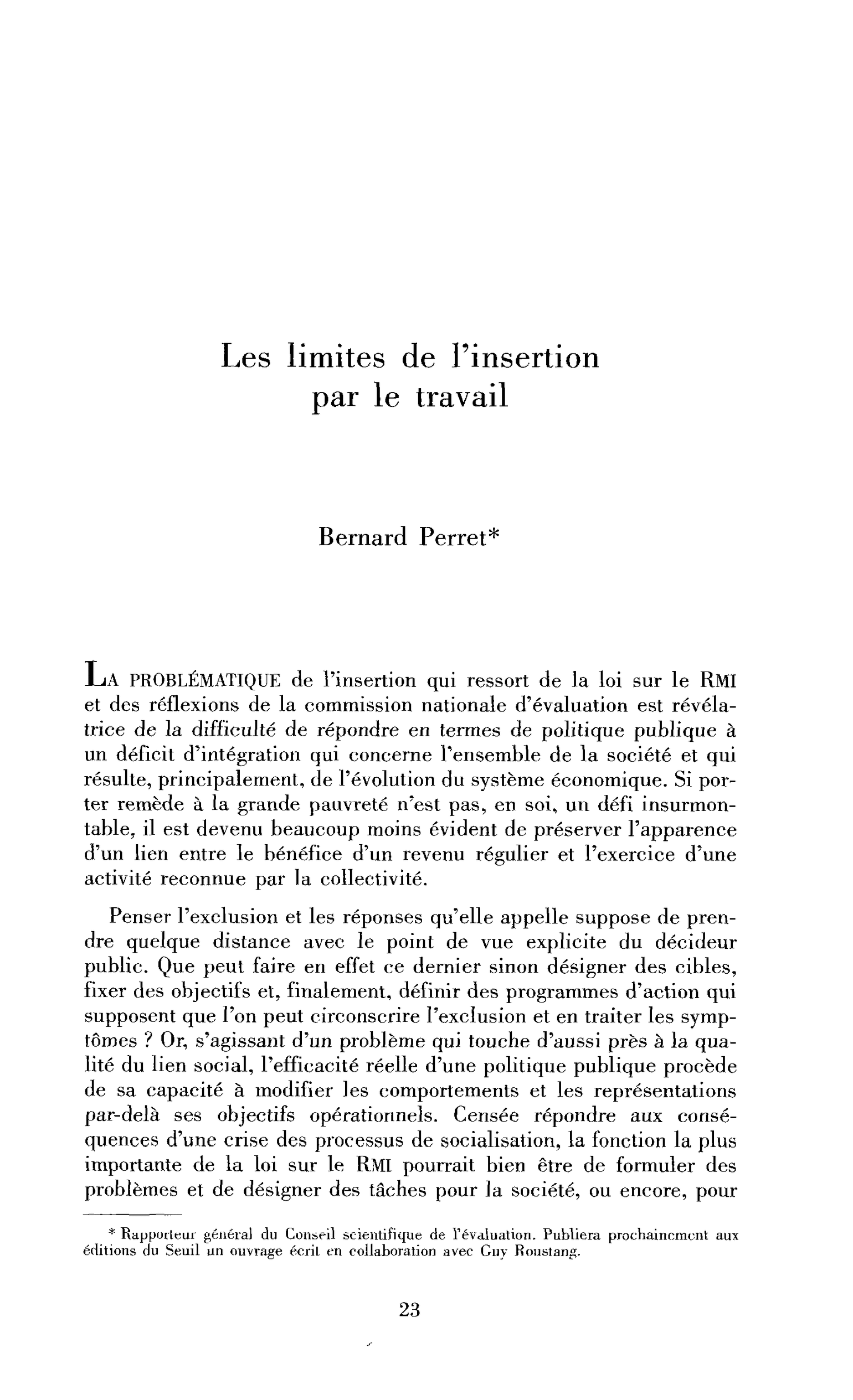 Les limites de l’insertion par le travail