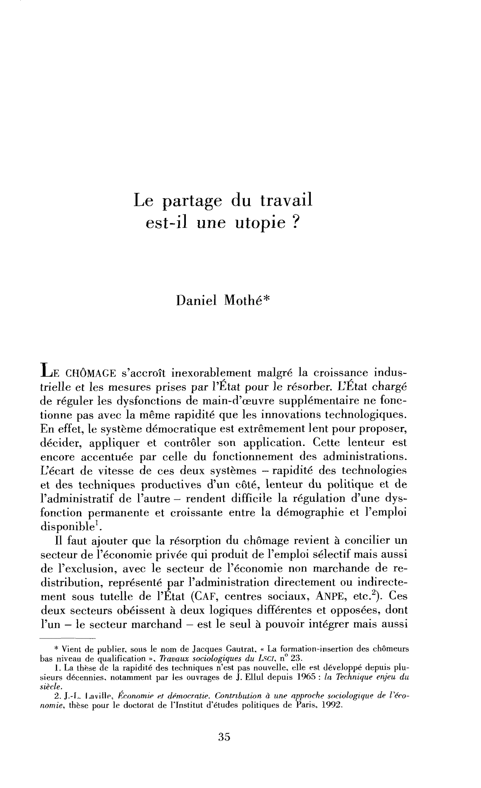Le partage du travail est-il une utopie ?