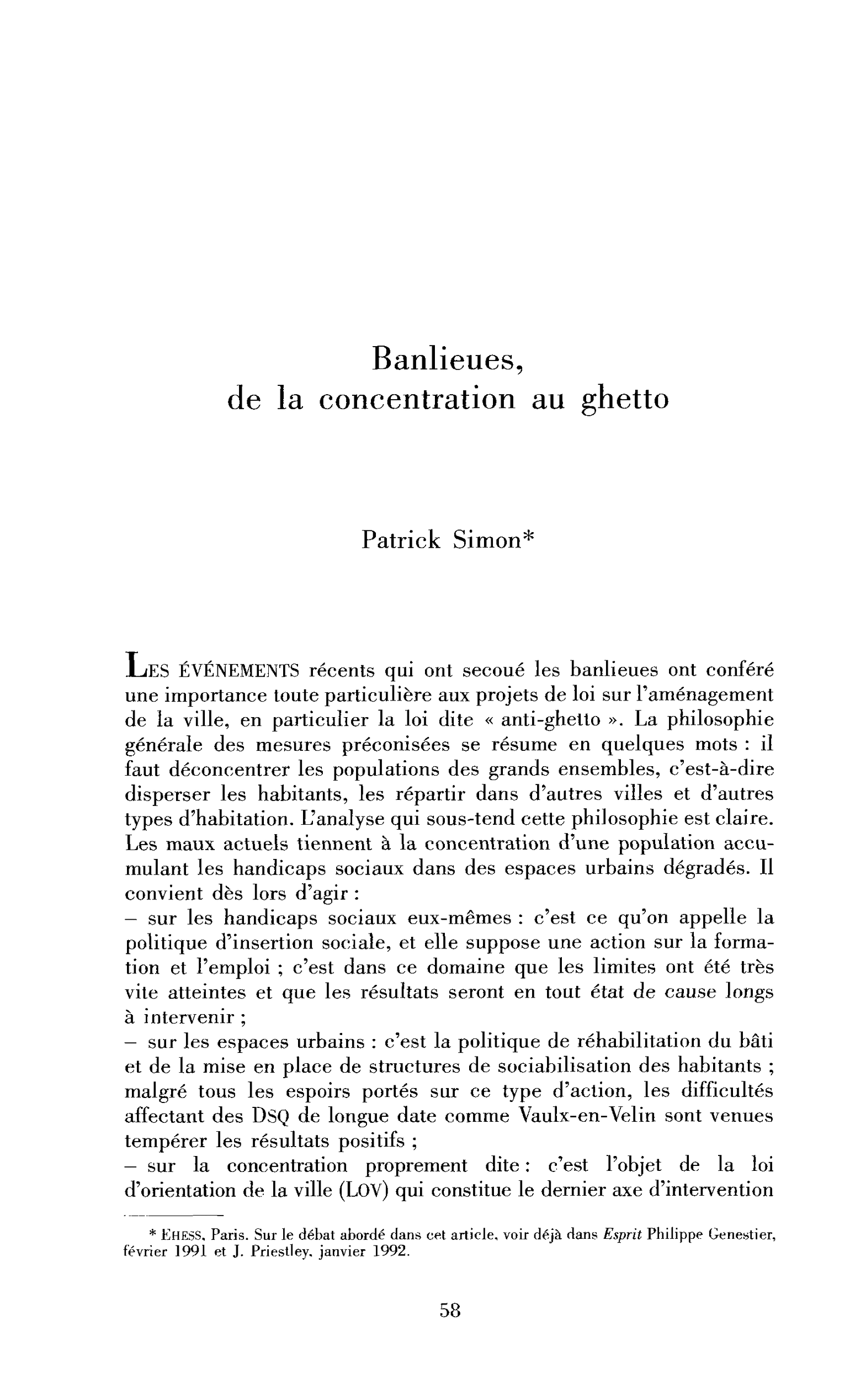 Banlieues : de la concentration au ghetto