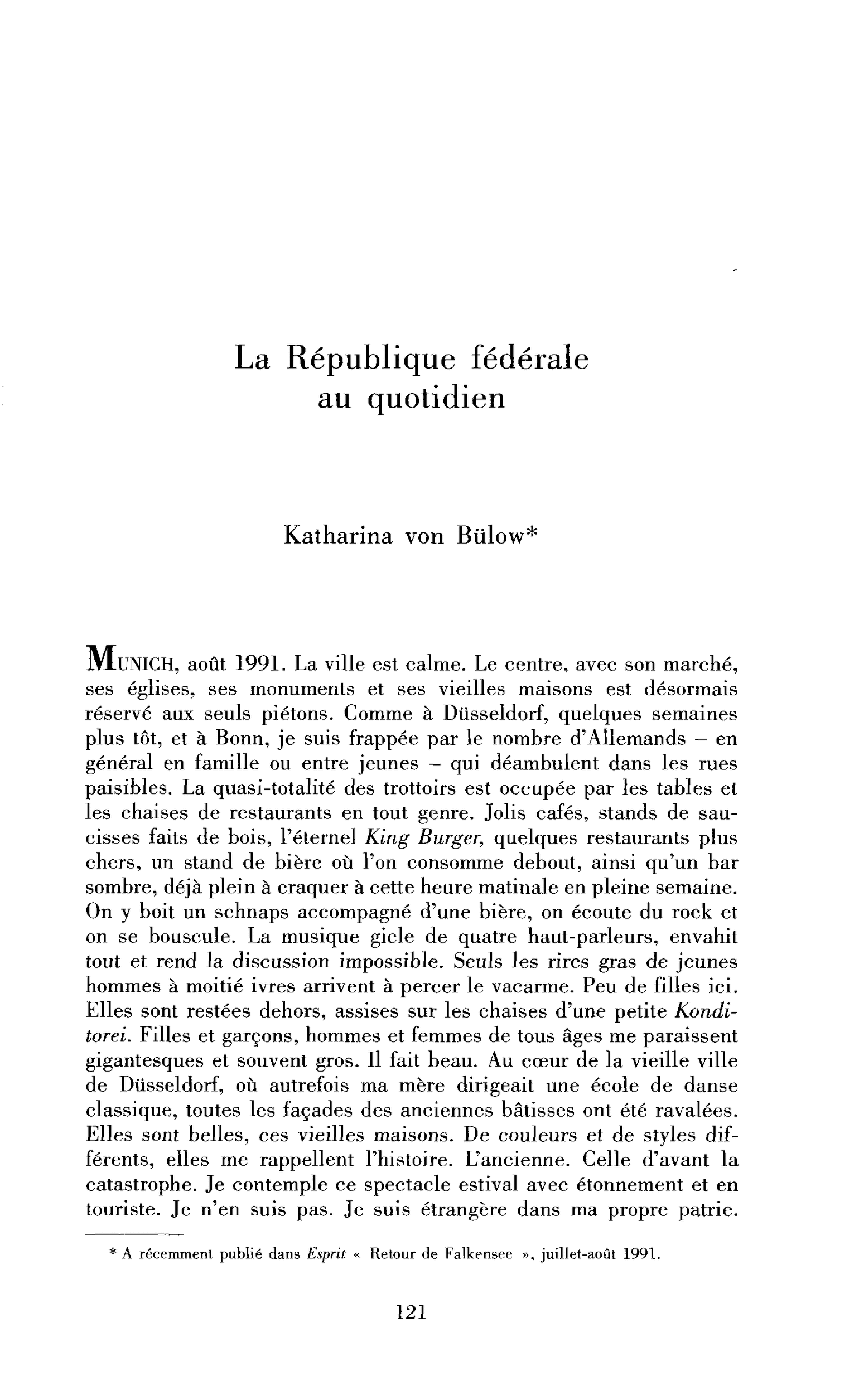La République fédérale au quotidien