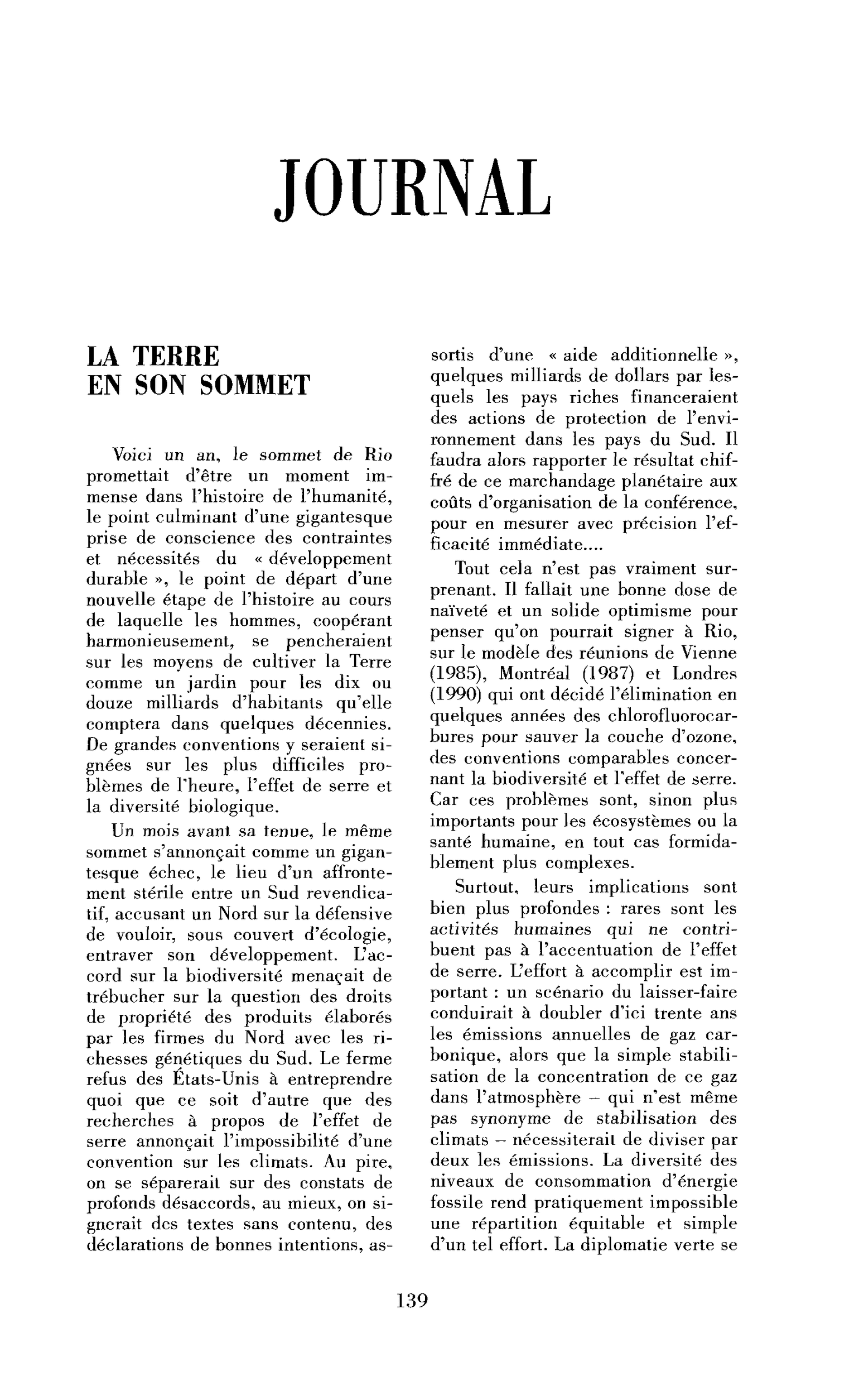 La Terre en son sommet