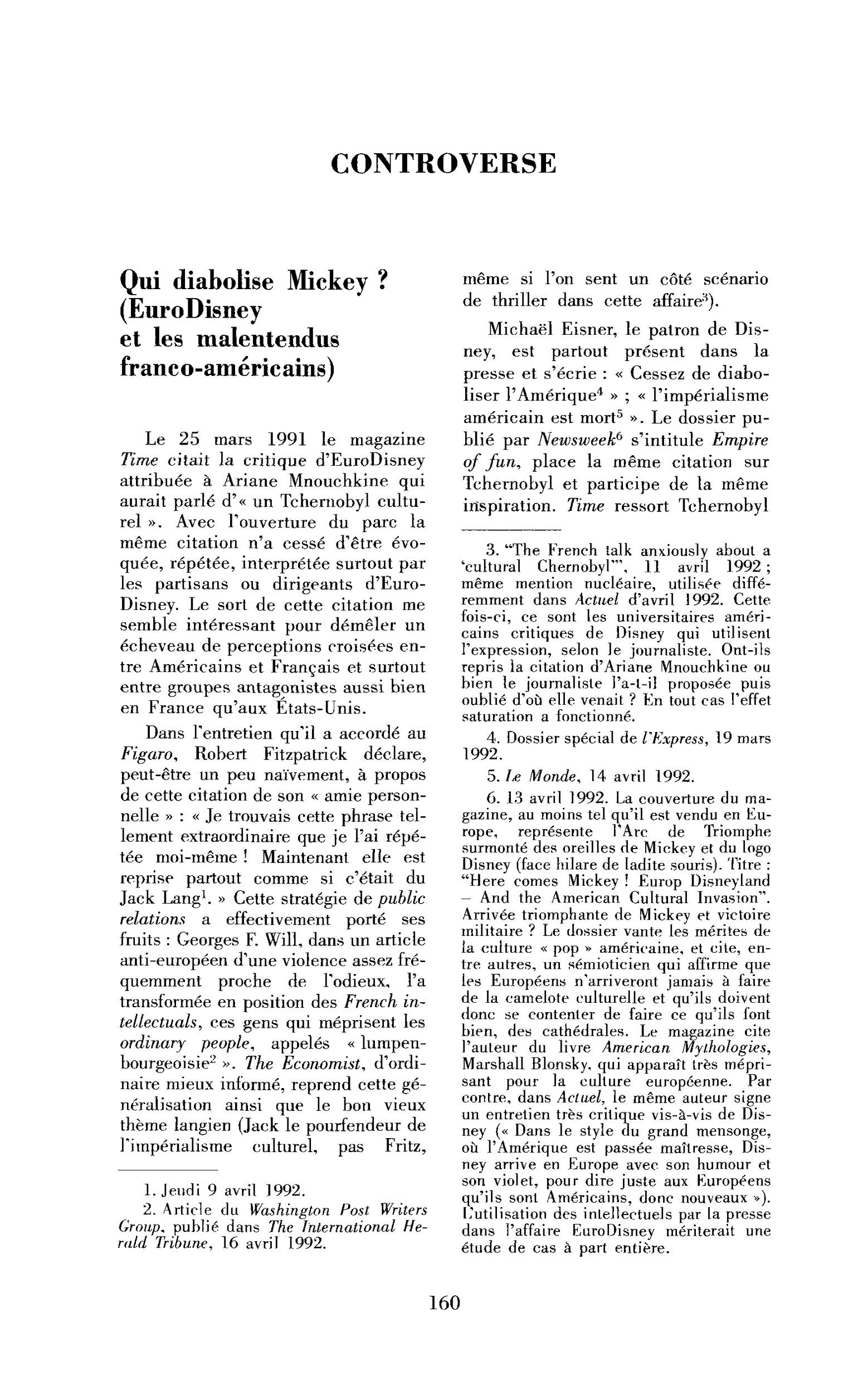 Qui diabolise Mickey ? (EuroDisney et les malentendus franco-américains)