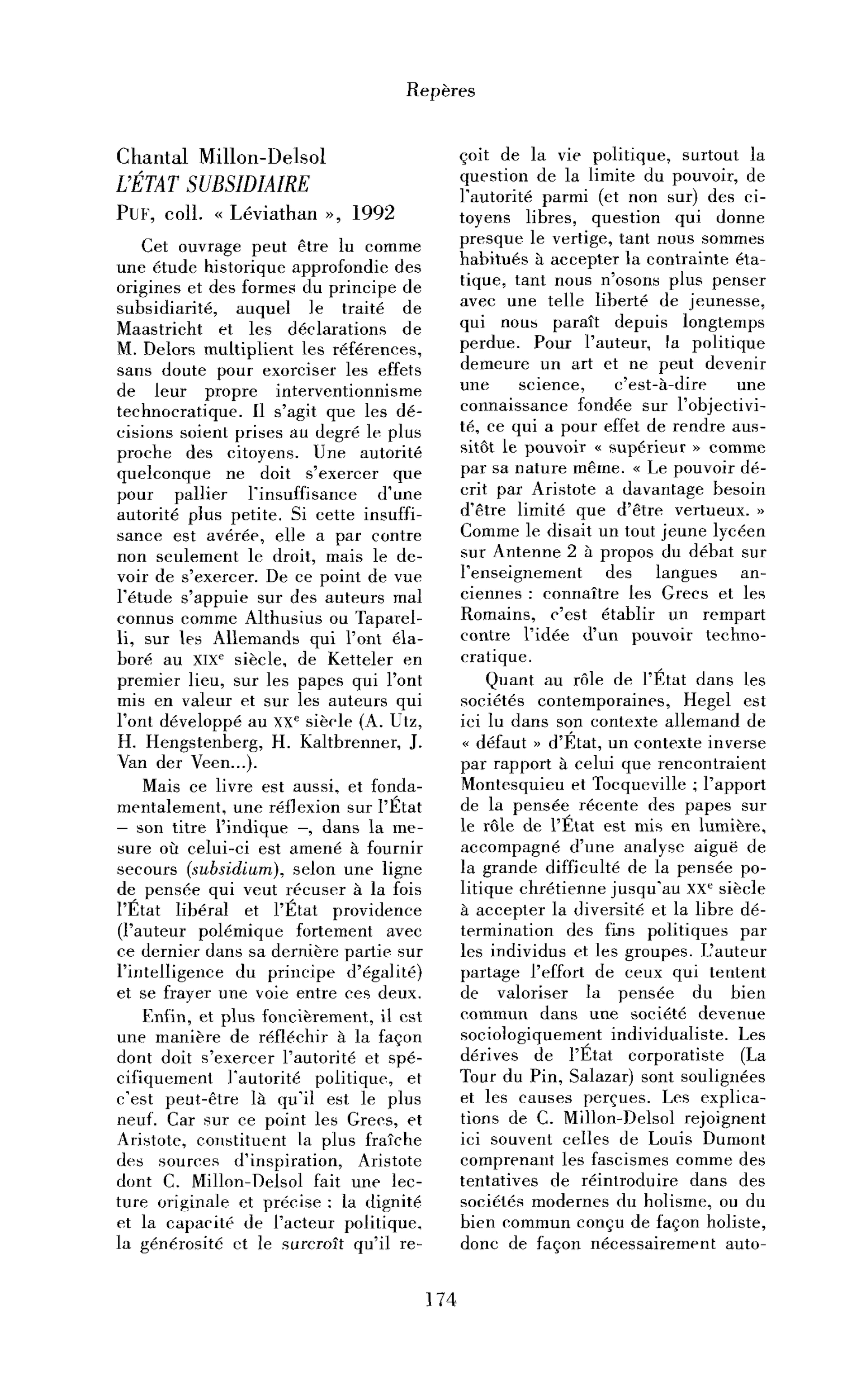 Chantal Millon-Delsol : l’État subsidiaire