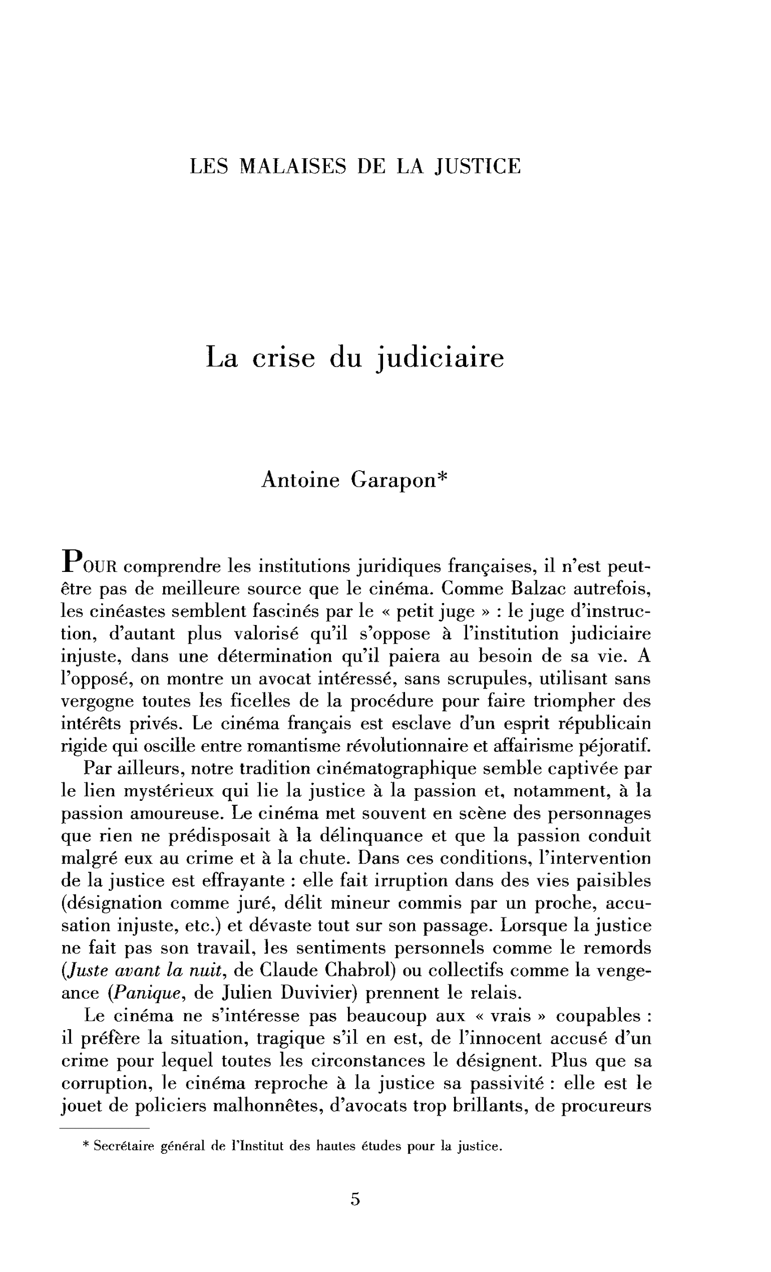 La crise du judiciaire