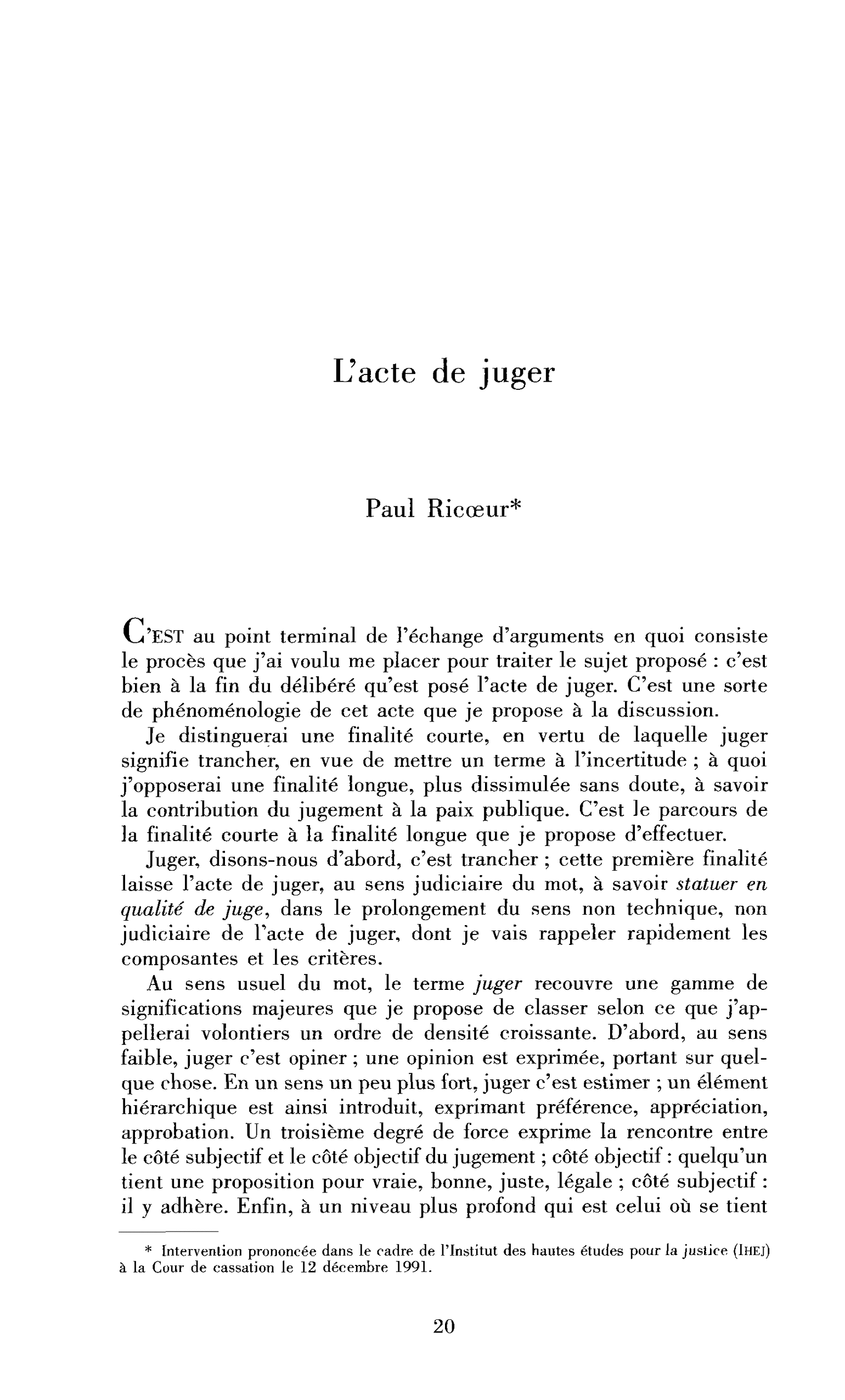 L’acte de juger