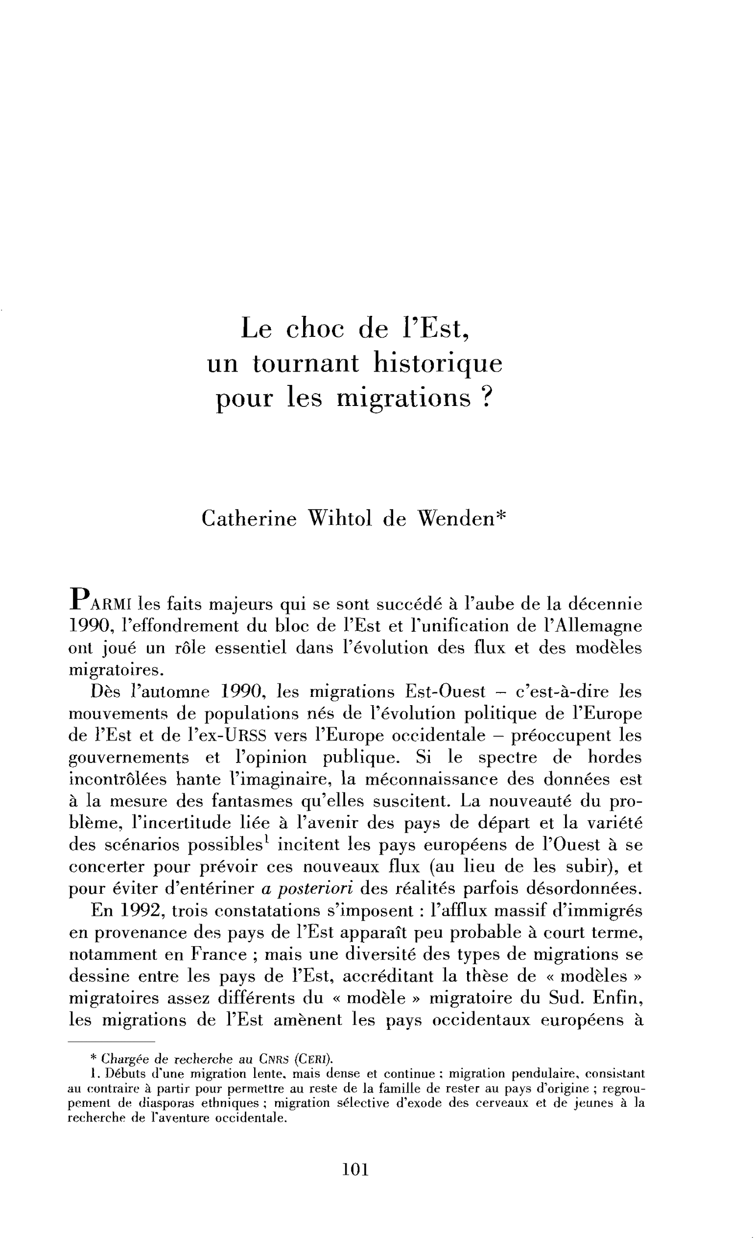 Le choc de l’Est, un tournant historique pour les migrations ?