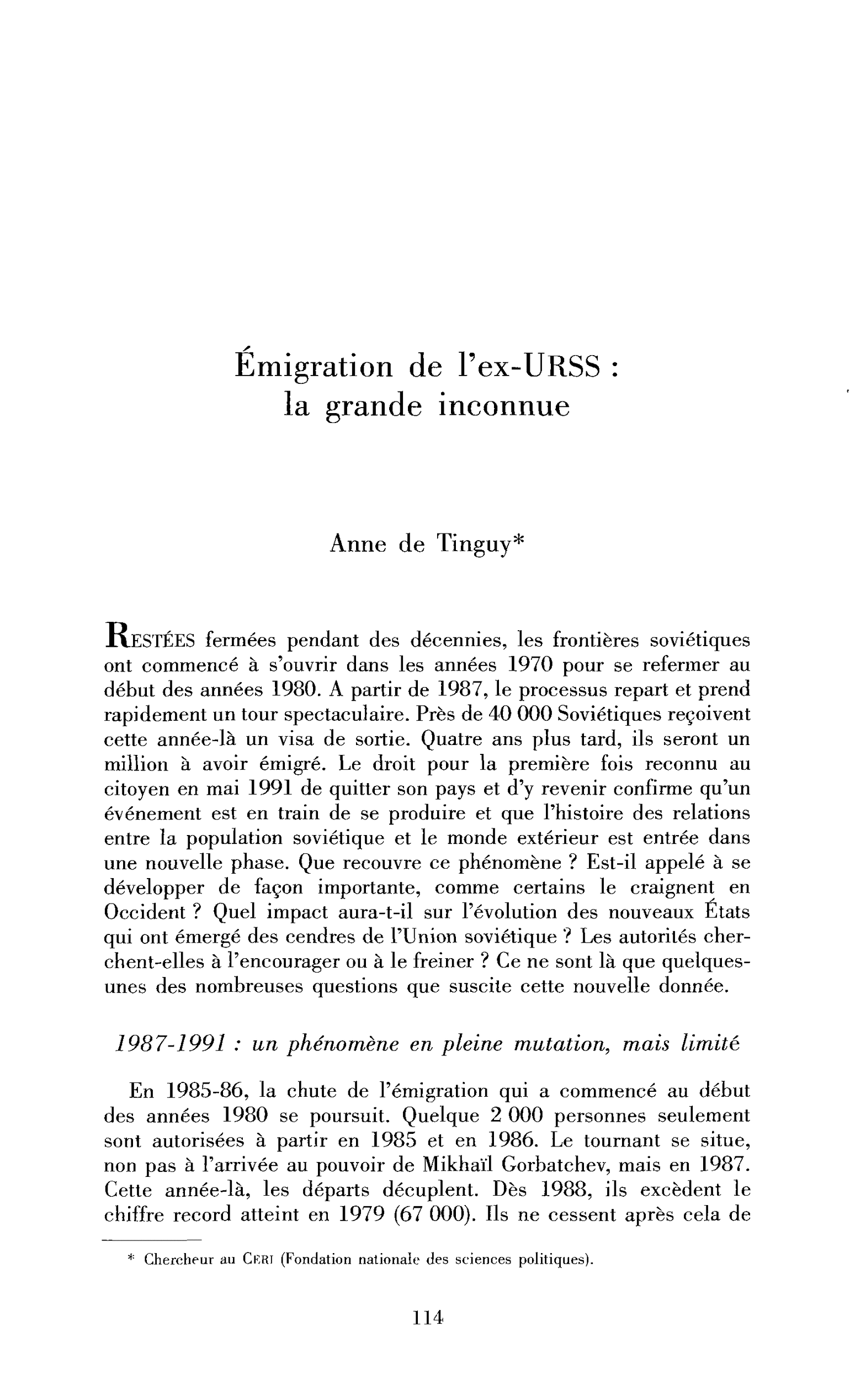Émigration de l’ex-URSS : la grande inconnue