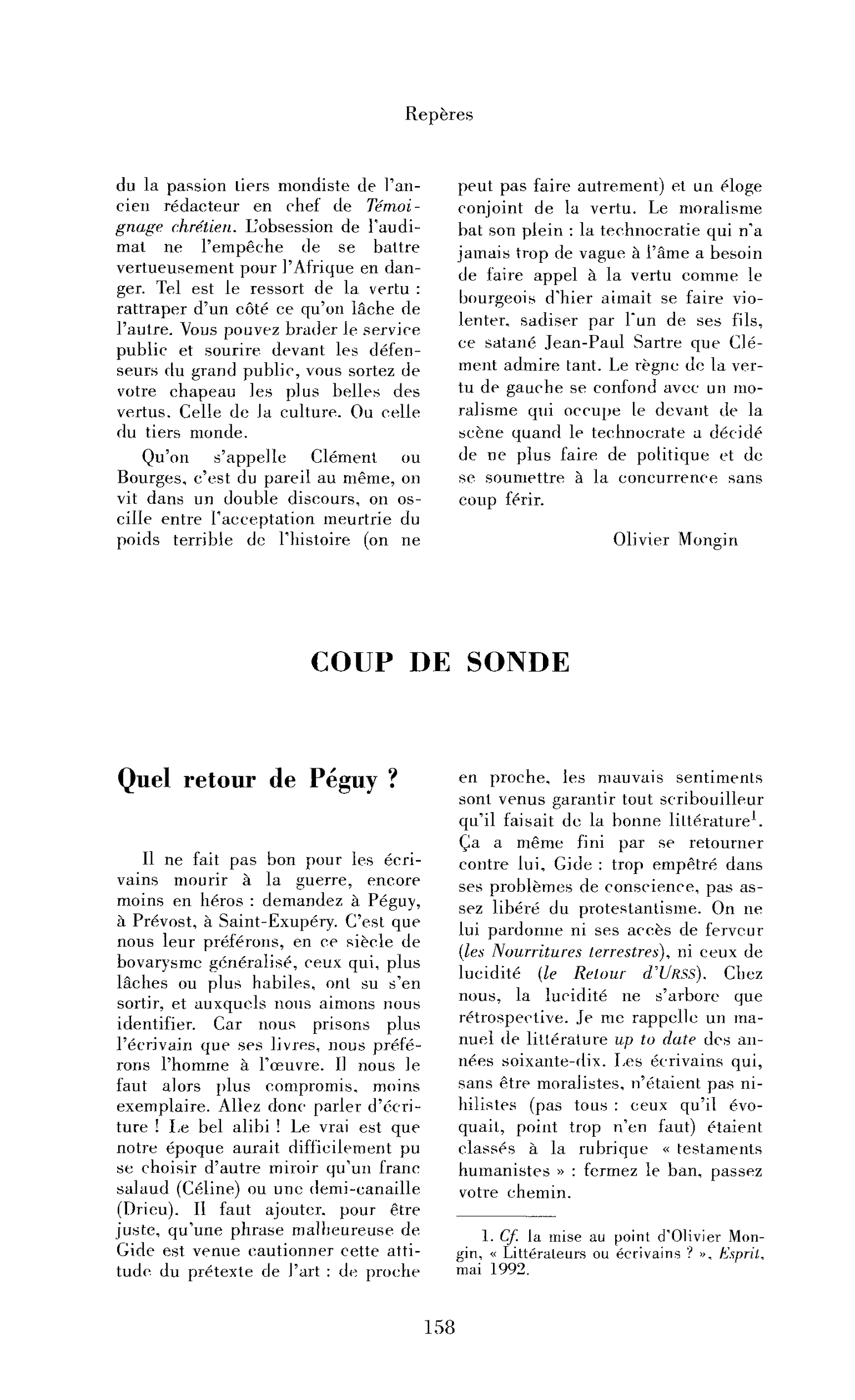 Quel retour de Péguy ?