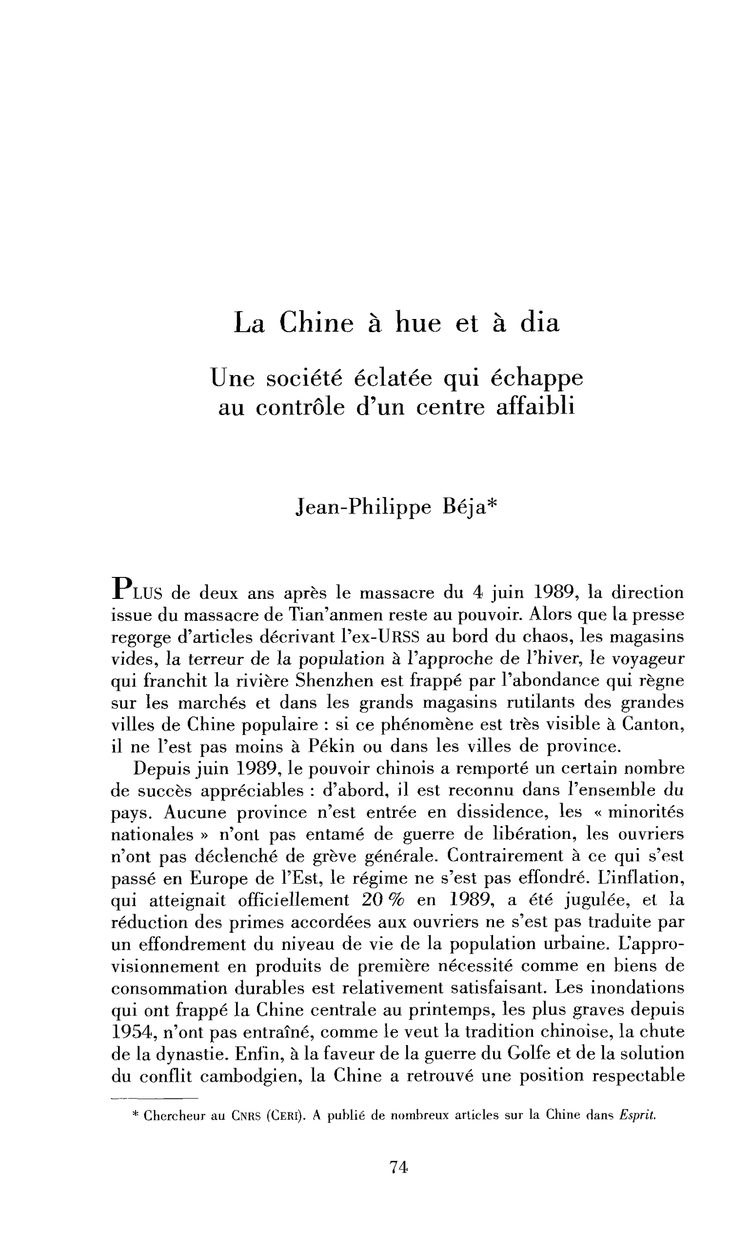 La Chine à hue et à dia