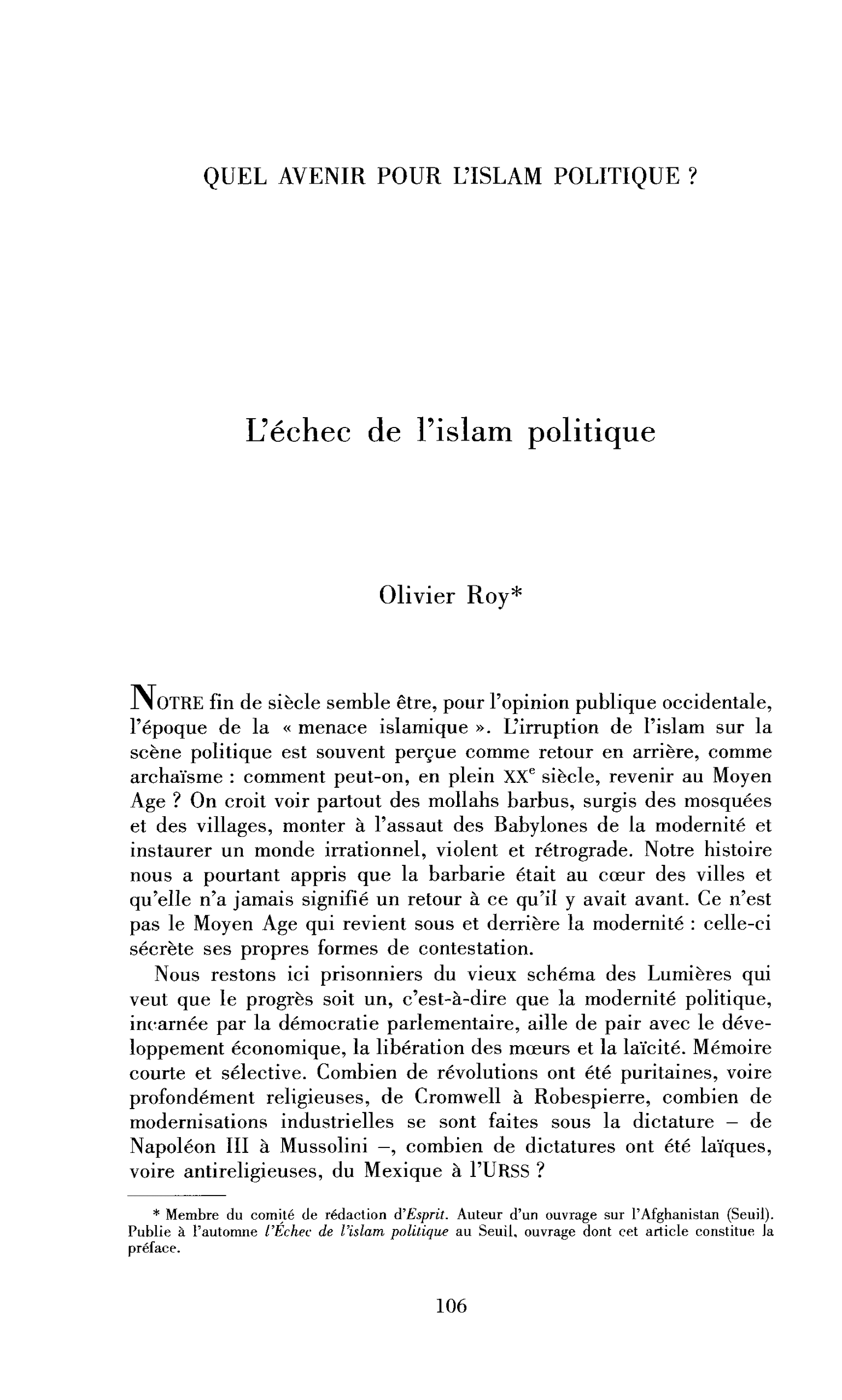 L’échec de l’islam politique