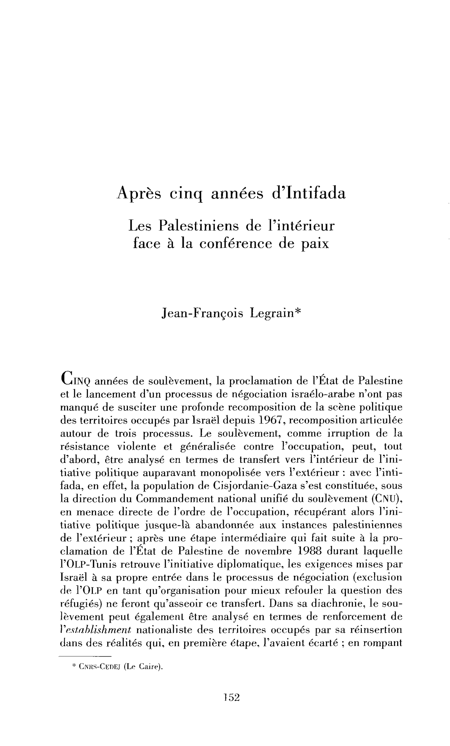 Après cinq années d’intifada