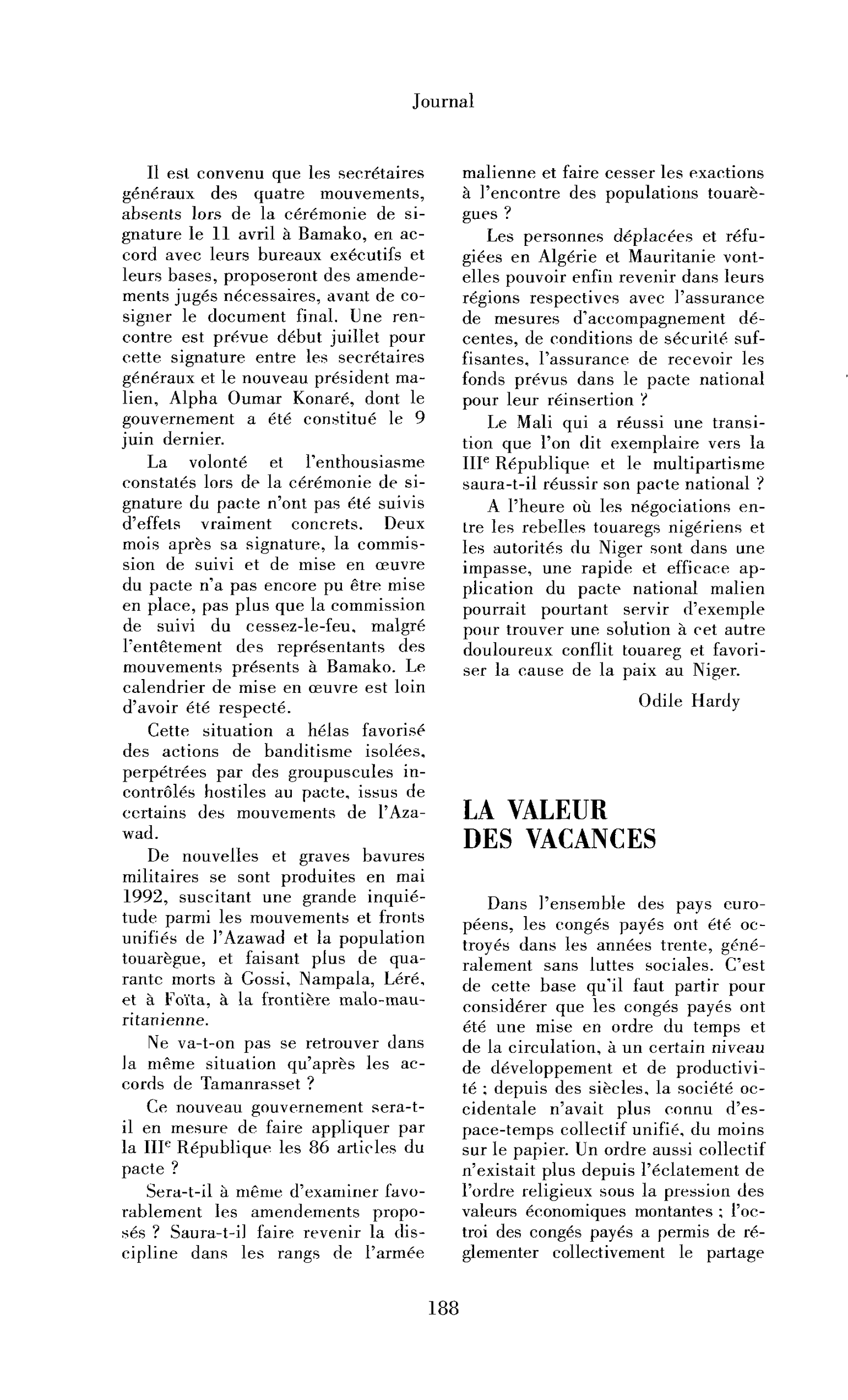 La valeur des vacances