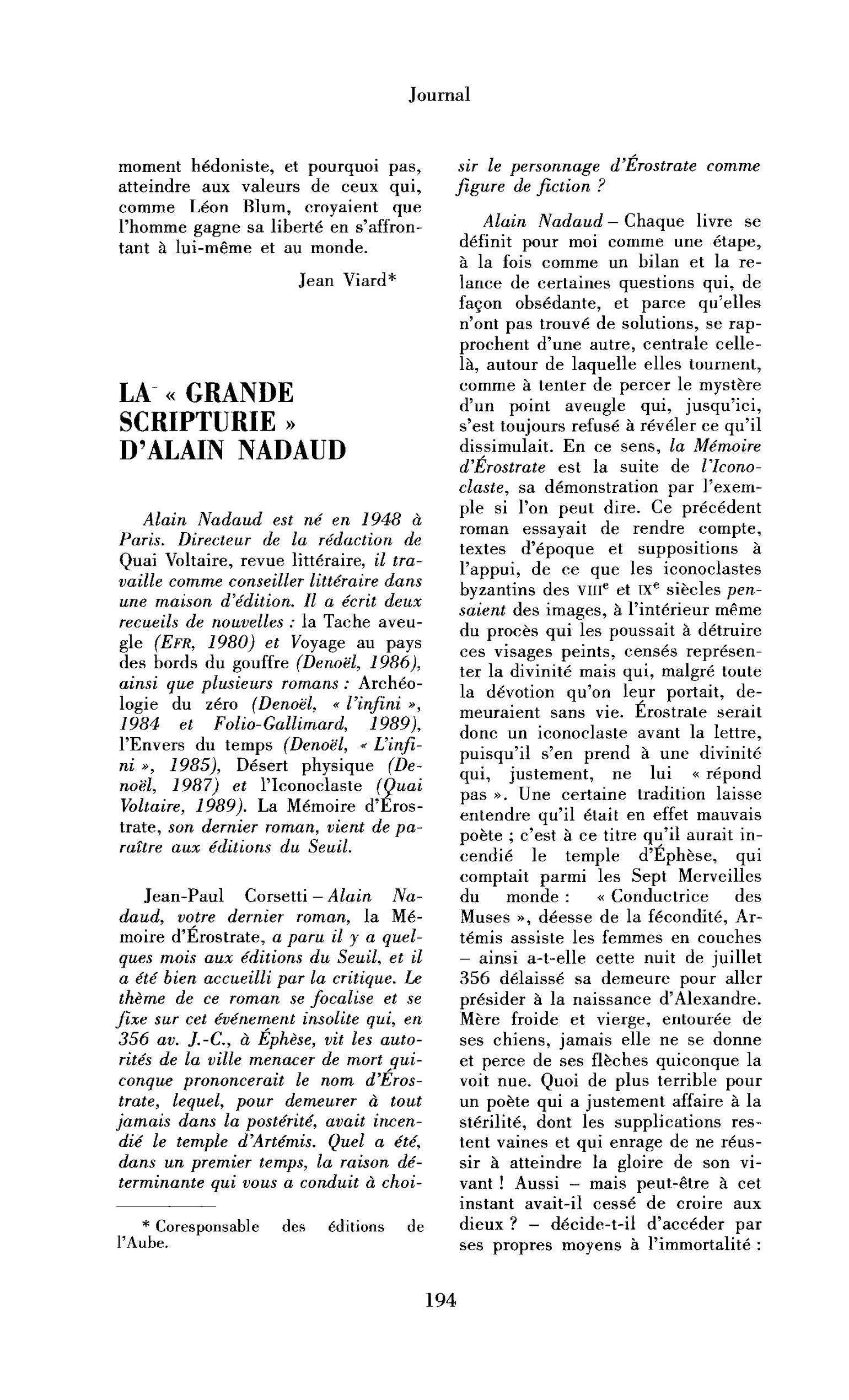 La « grande scripturie » (entretien)